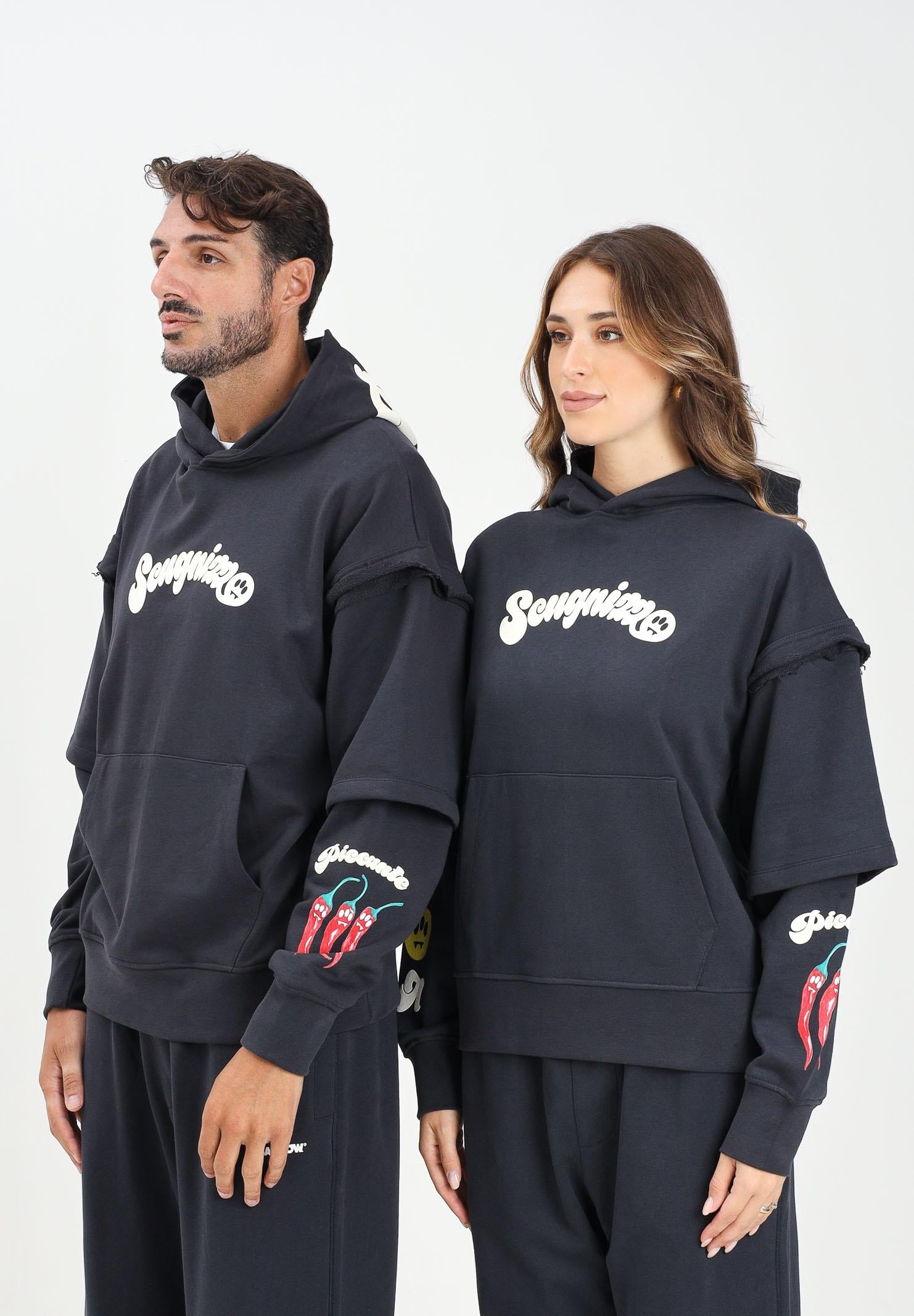 BARROW Felpa con cappuccio grigia per uomo e donna con stampa ironica F5BWUAHS075 251 BARROW