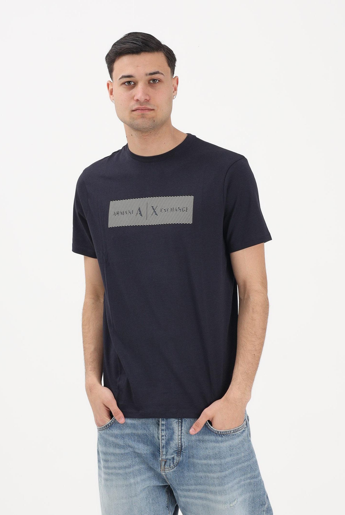 ARMANI EXCHANGE T-shirt a manica corta blu da uomo con stampa XM002472AF10356 UB101 ARMANI EXCHANGE