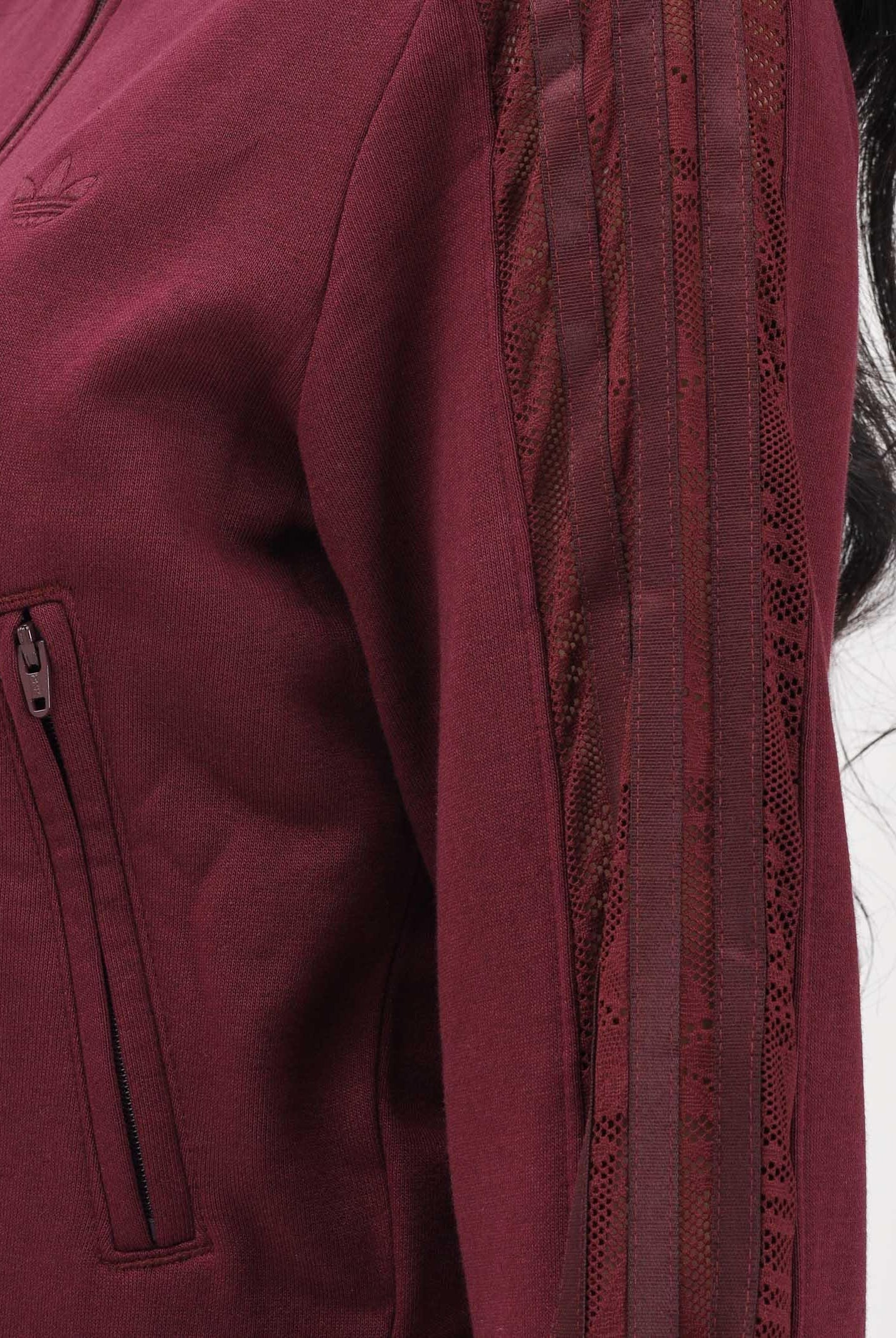 ADIDAS ORIGINALS Felpa con zip FIREBIRD LACE bordeaux da donna KC6451 . ADIDAS ORIGINALS