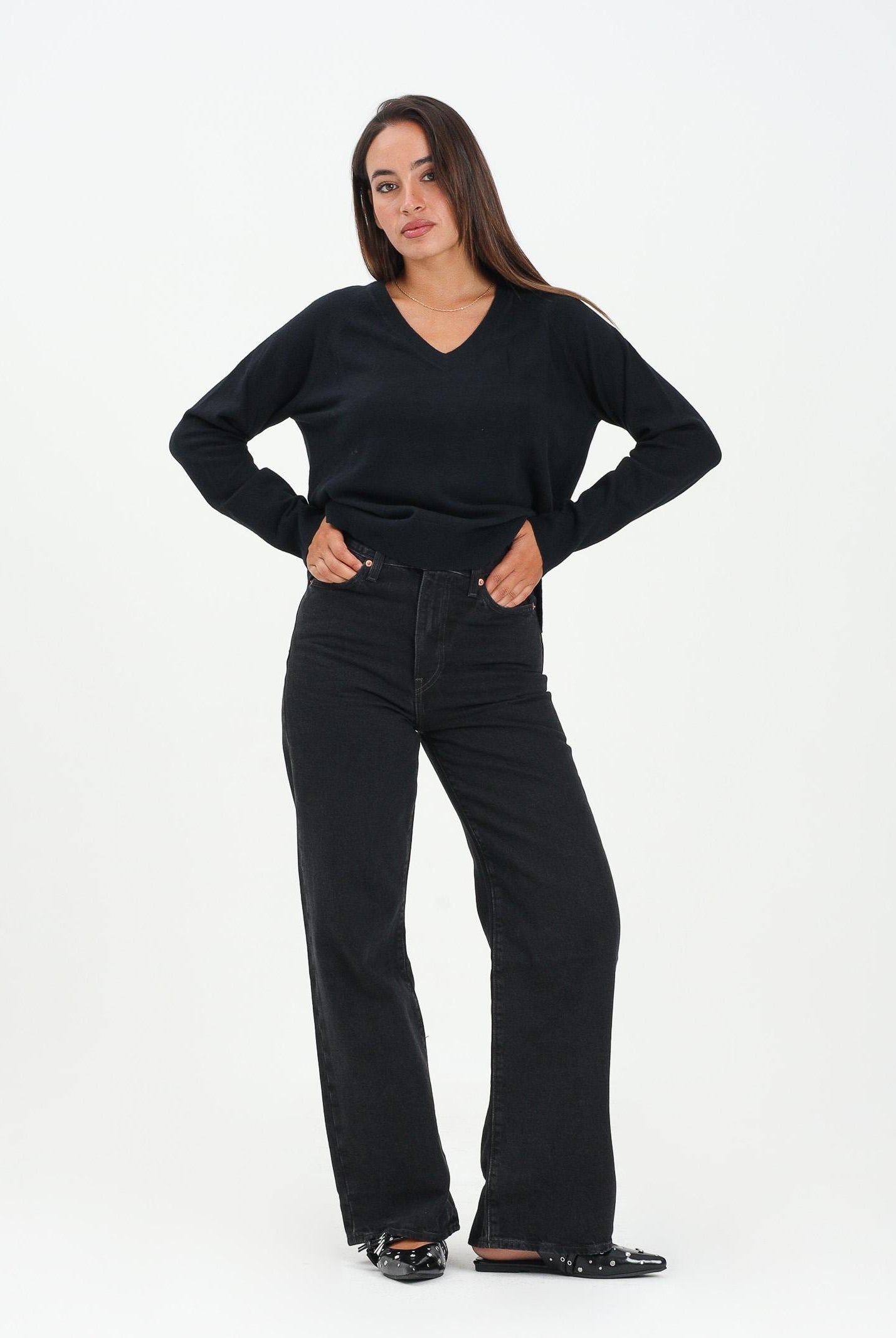 LEVI'S® Jeans Ribcage Wide Leg in denim nero da donna A6081-0001 . LEVI'S®