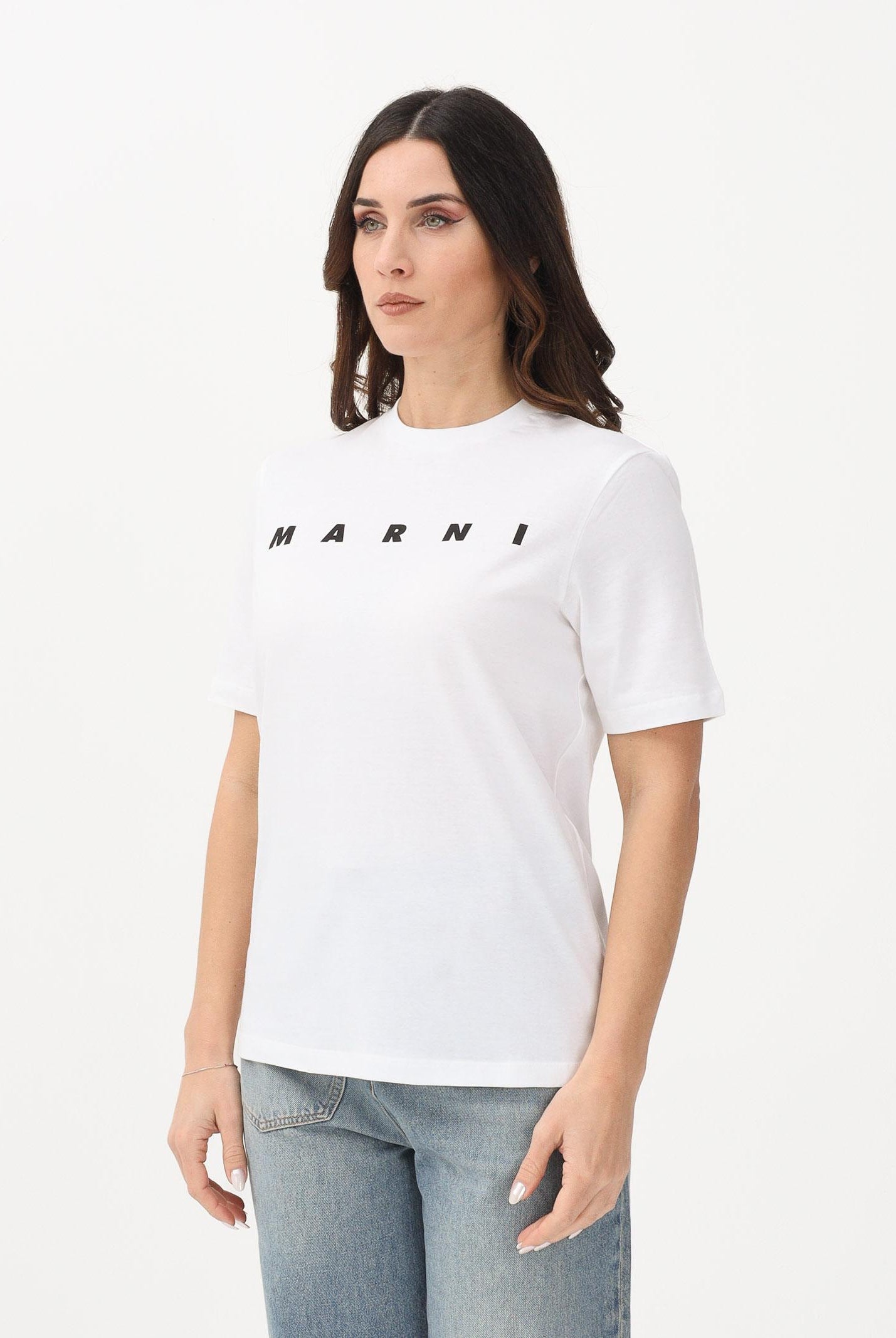 MARNI T-shirt a manica corta bianca per donna, ragazzi e bambini con logo M01601M00RF 0M100 MARNI