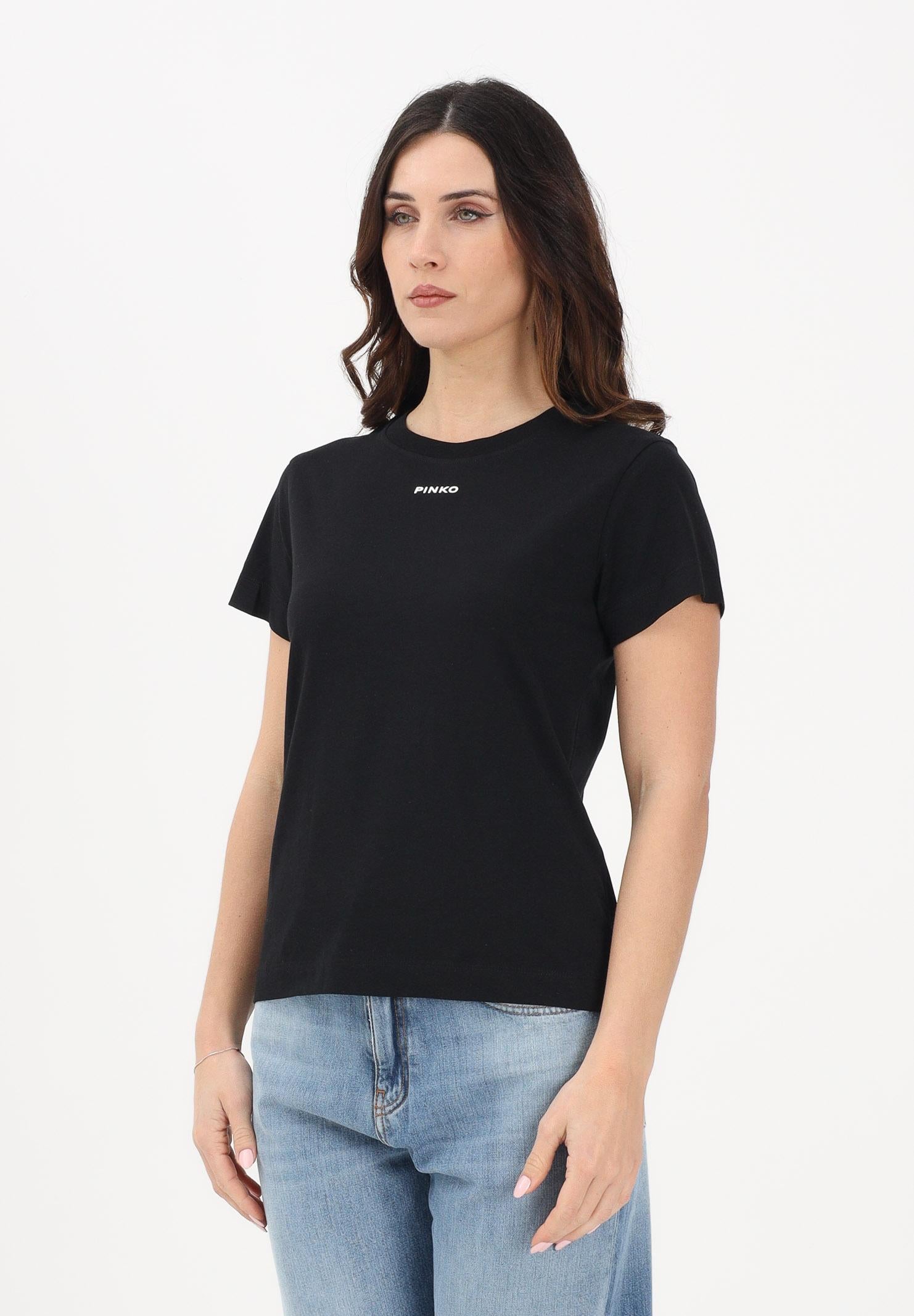 PINKO T-shirt a manica corta nera da donna con logo 100373A34F Z99 PINKO