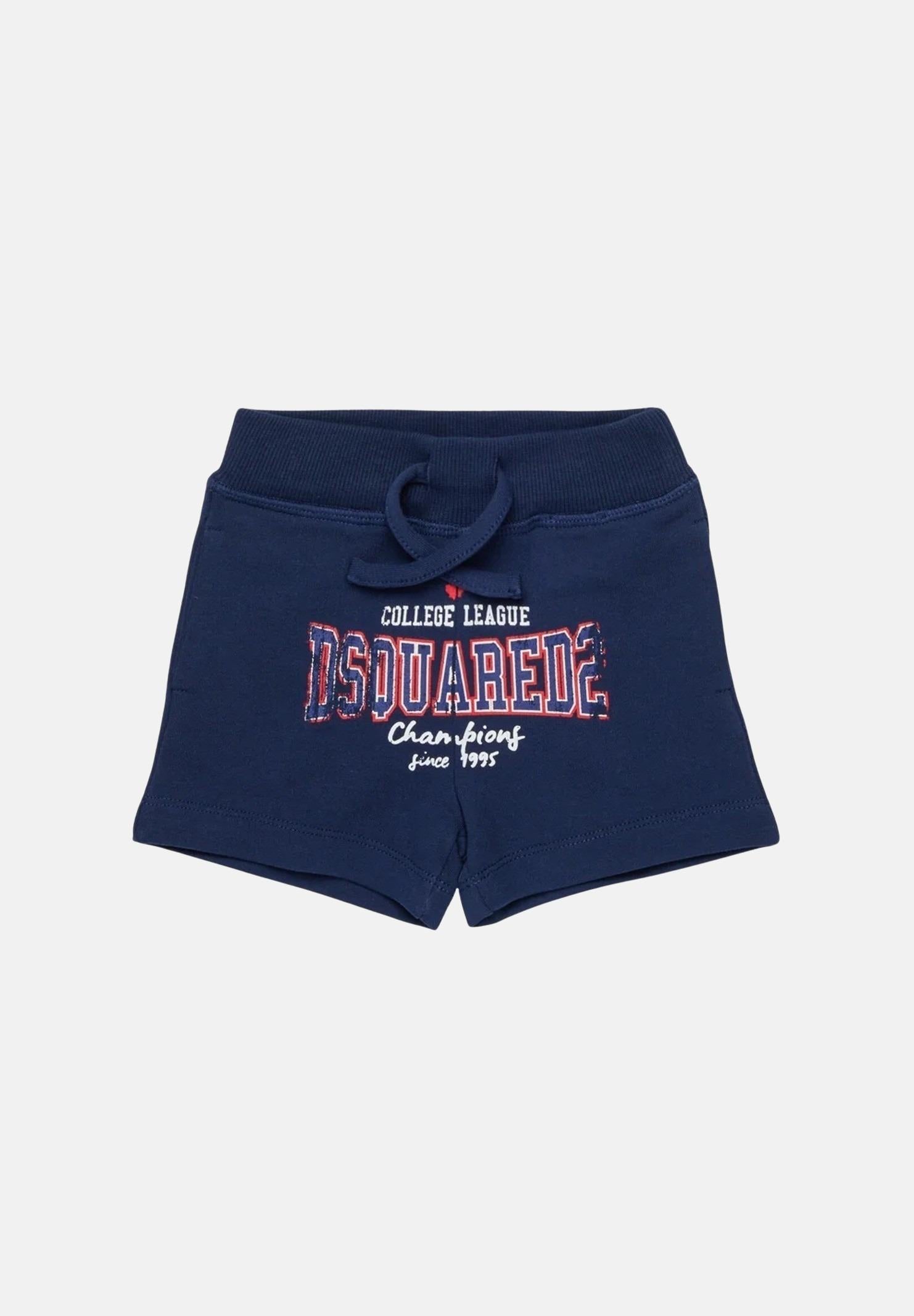 DSQUARED2 Shorts blu da neonato con stampa college DQ2870D0ACC DQ880 DSQUARED2