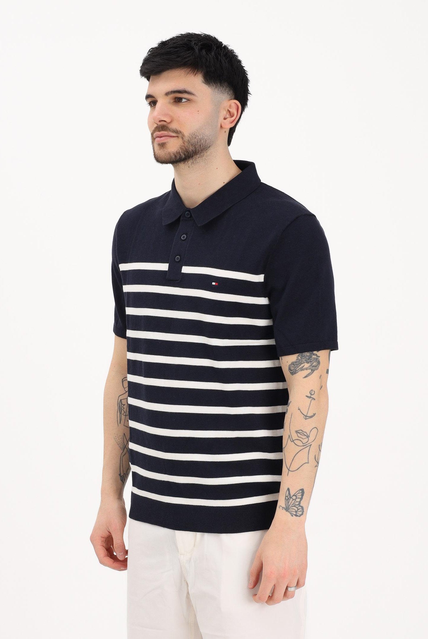 TOMMY HILFIGER Polo a manica corta blu da uomo con motivo a righe MW0MW37396 0A4 TOMMY HILFIGER