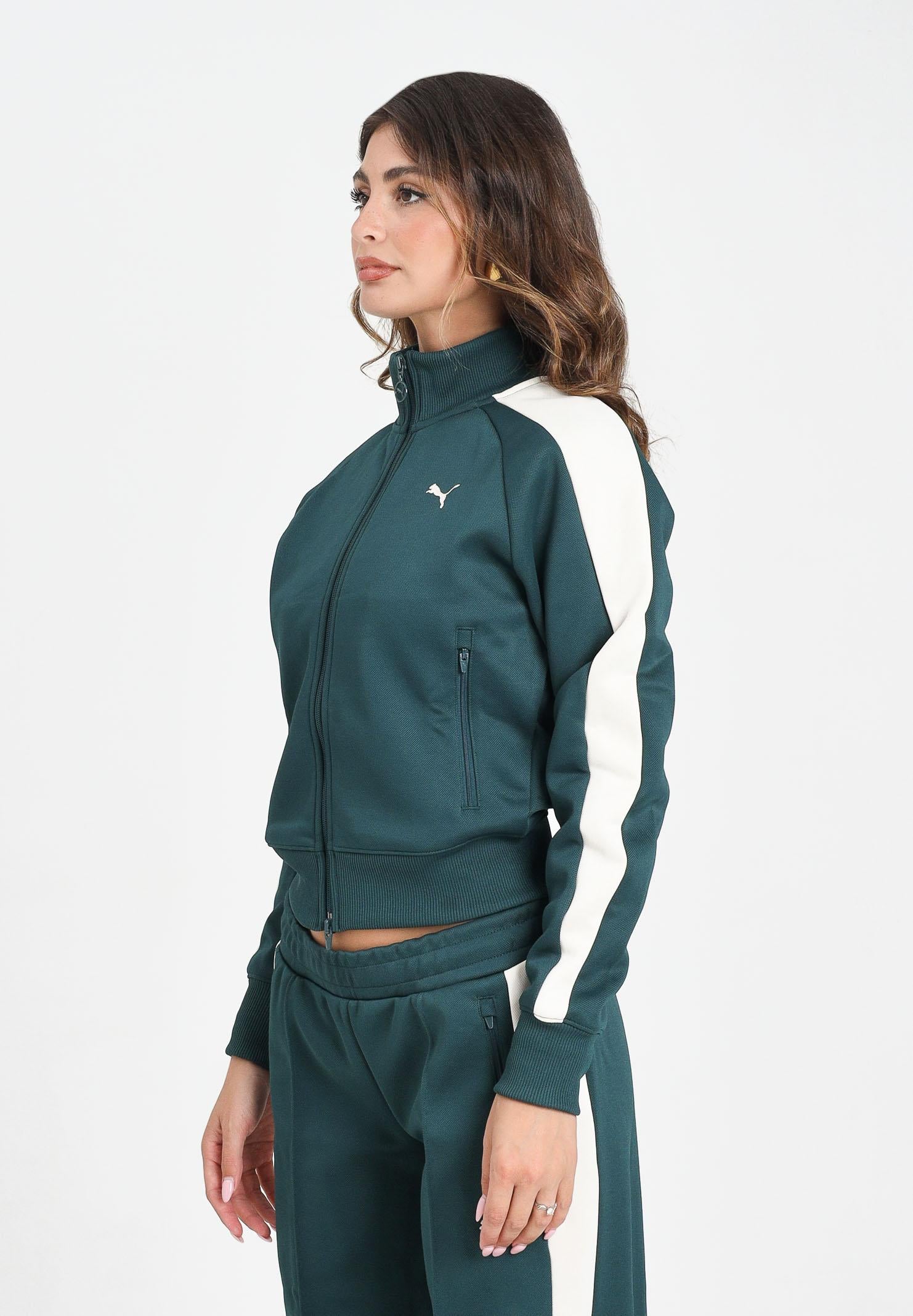 PUMA Felpa con zip T7 ALWAYS ON verde da donna 629796 75 PUMA