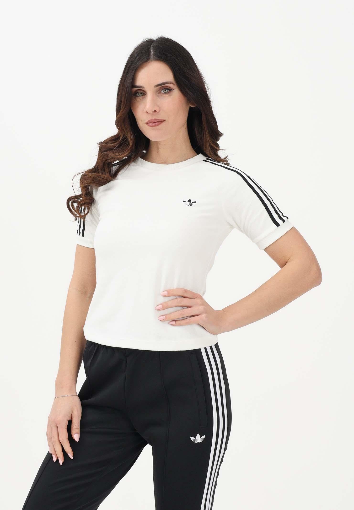 ADIDAS ORIGINALS T-shirt a manica corta Terry Towel Cali panna da donna KD1411 . ADIDAS ORIGINALS