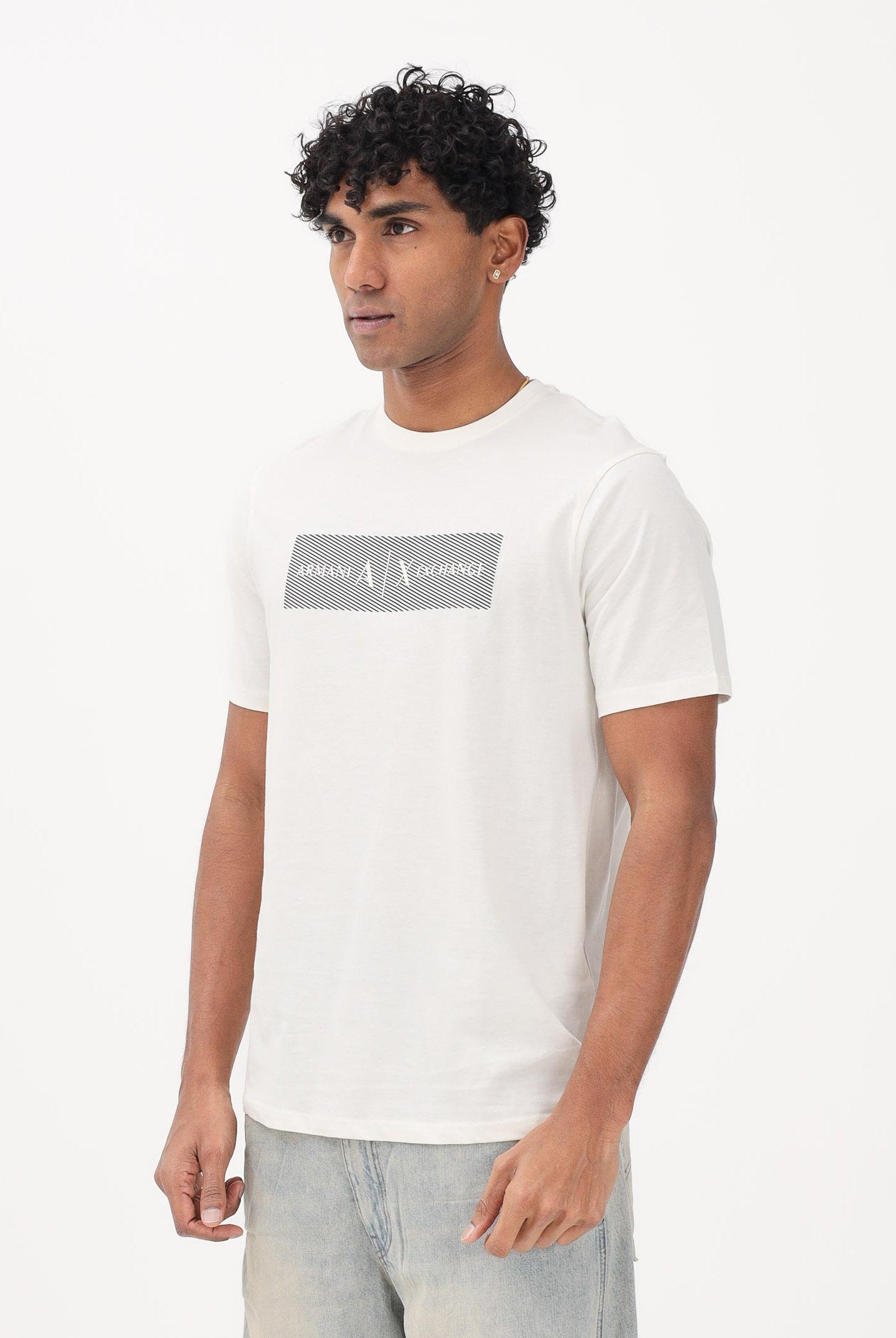 ARMANI EXCHANGE T-shirt a manica corta panna da uomo con stampa XM002472AF10356 U1074 ARMANI EXCHANGE