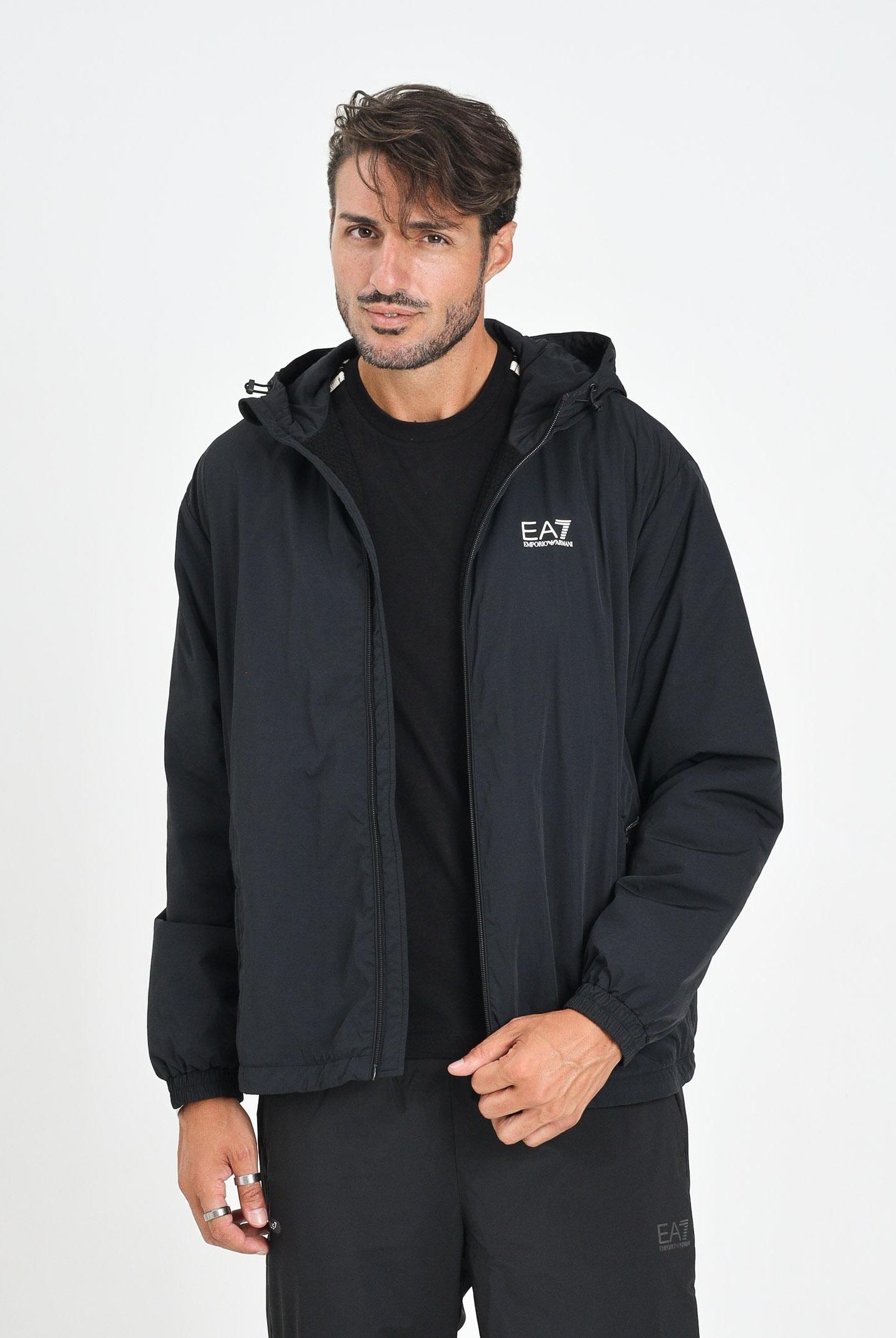 EA7 Giacca a vento nera da uomo con logo 7M000790AF13190 UC001 EA7
