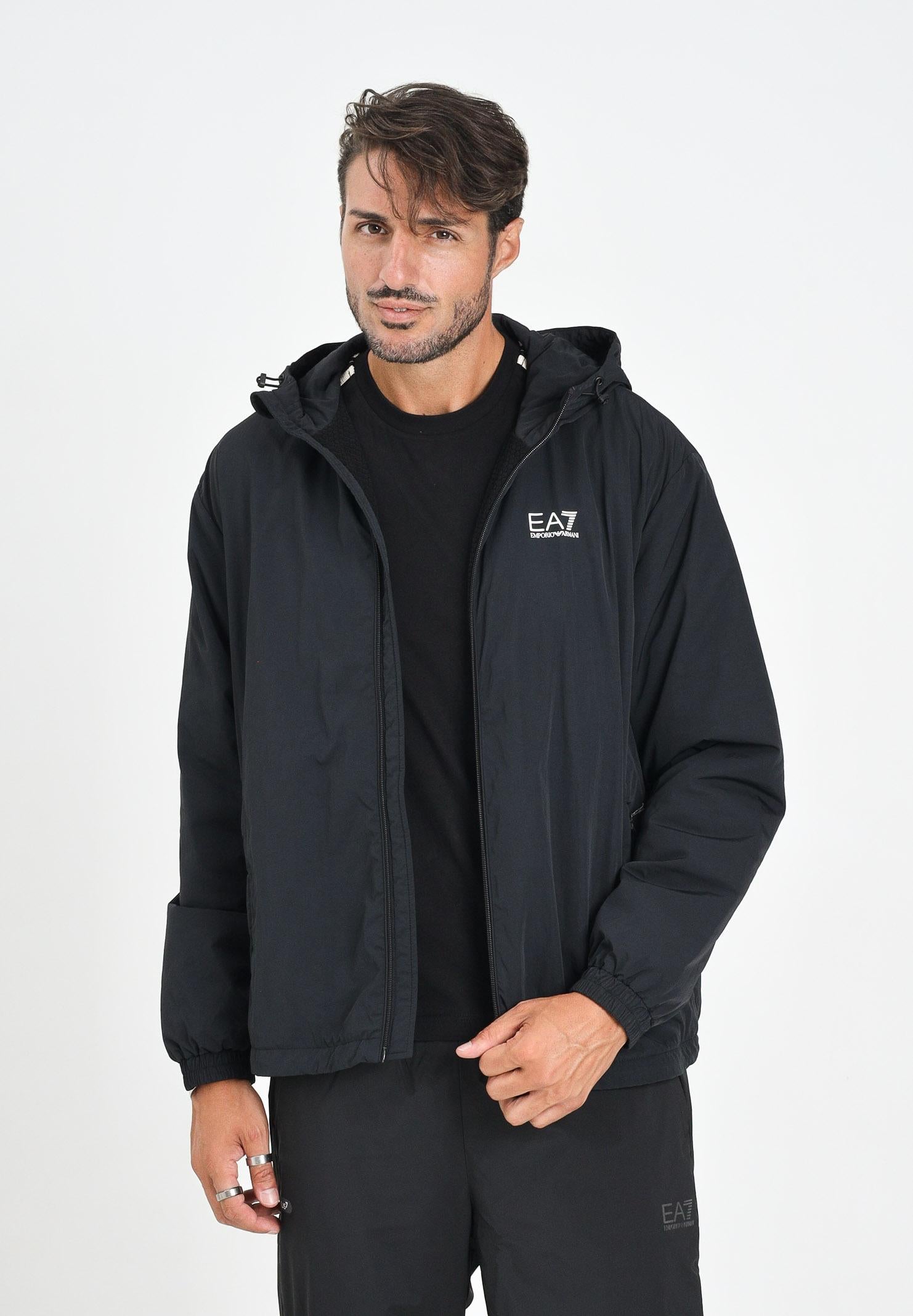 EA7 Giacca a vento nera da uomo con logo 7M000790AF13190 UC001 EA7
