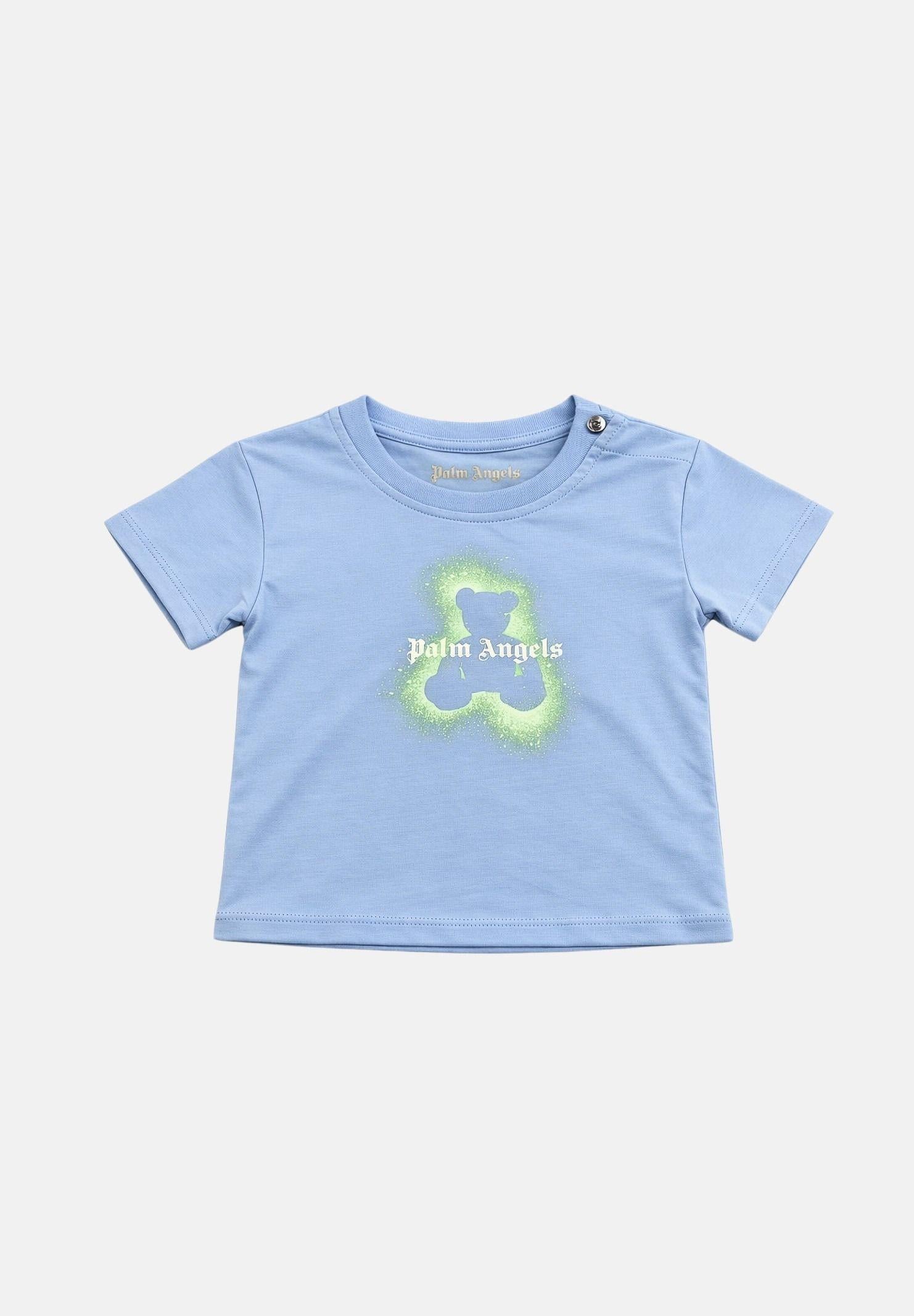 PALM ANGELS T-shirt a manica corta celeste da neonato con stampa PBXB001S26JER001 050 PALM ANGELS