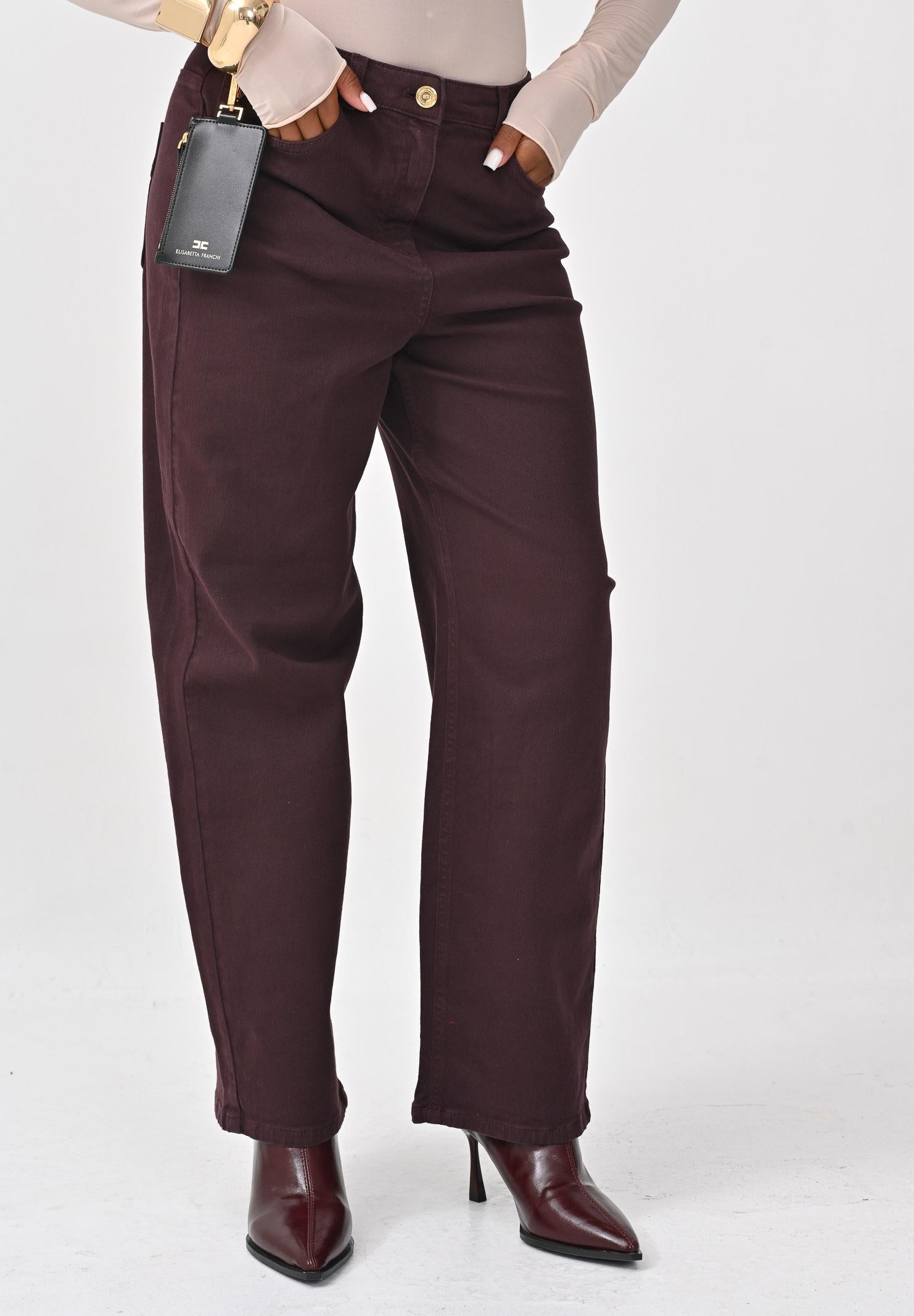 ELISABETTA FRANCHI Jeans in denim bordeaux da donna PJ04D56E2 EA4 ELISABETTA FRANCHI