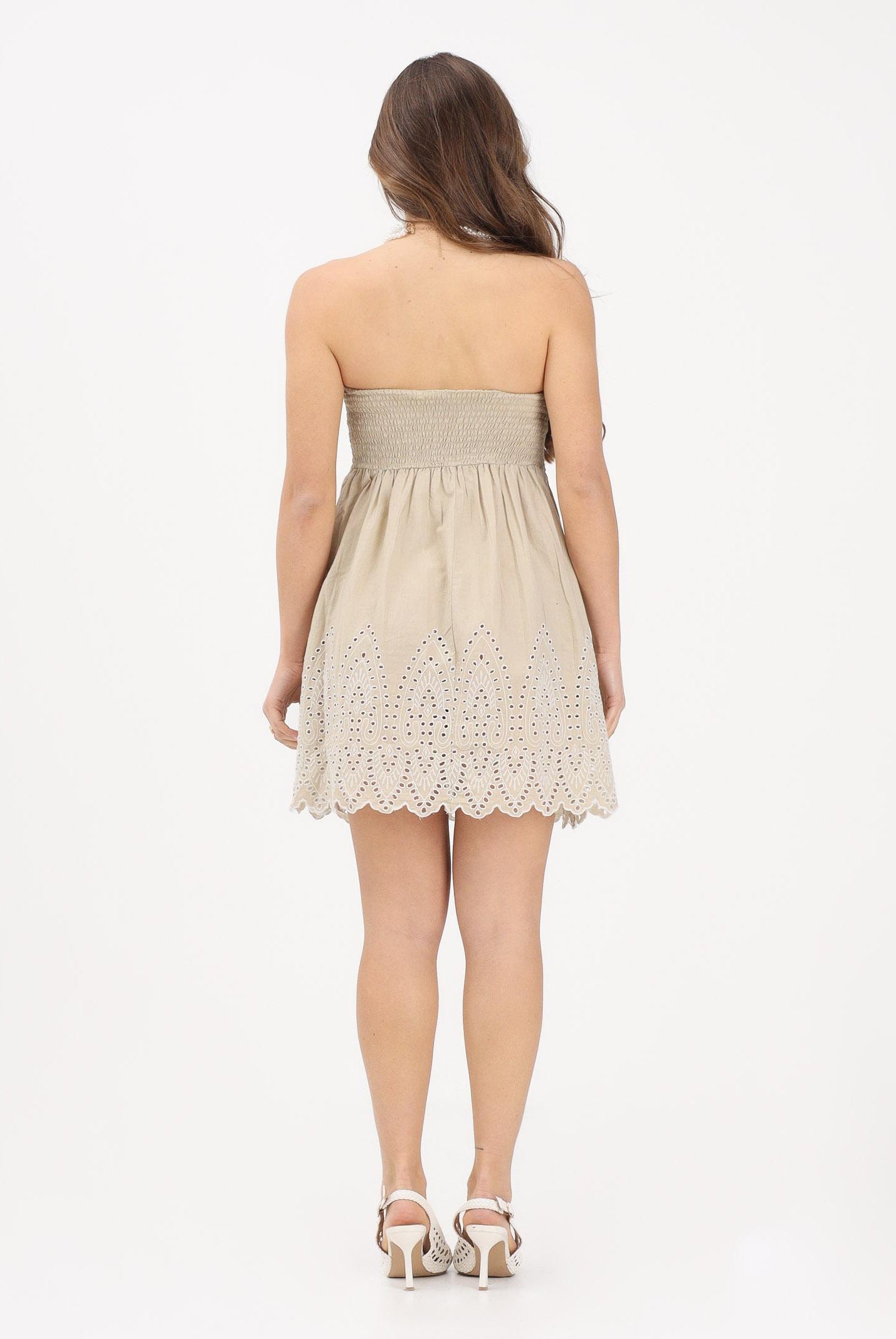 ONLY Abito corto beige da donna con lavorazione sul fondo 15367443 OLGR ONLY