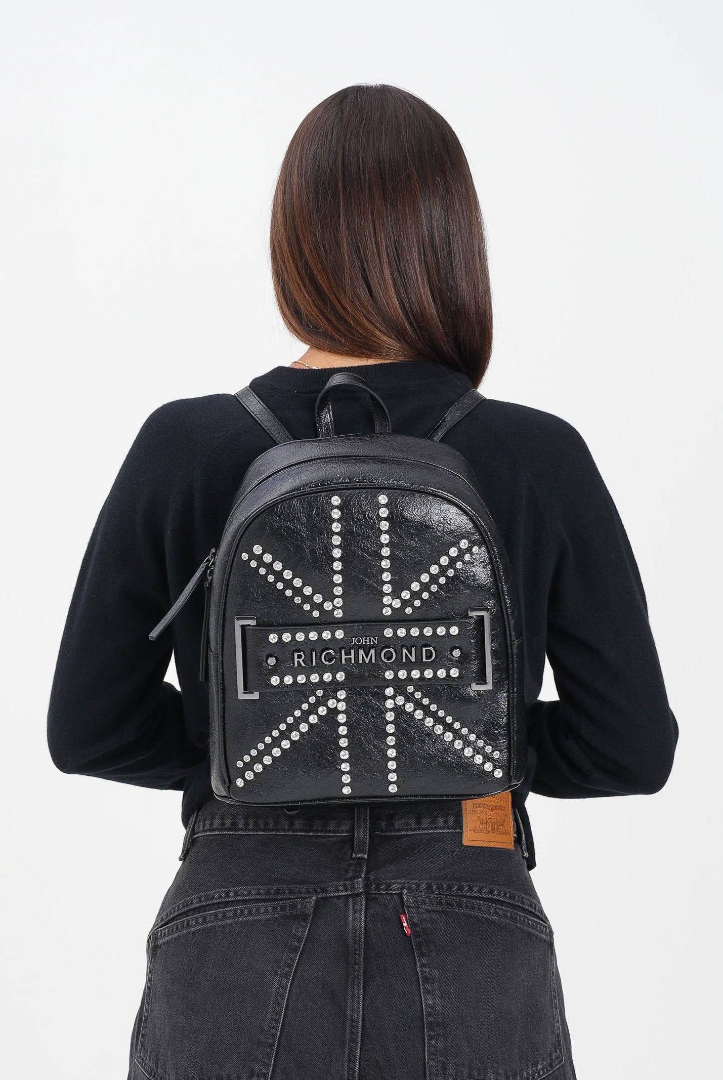 RICHMOND Zaino nero da donna con borchie e logo RWA25231ZA BL RICHMOND