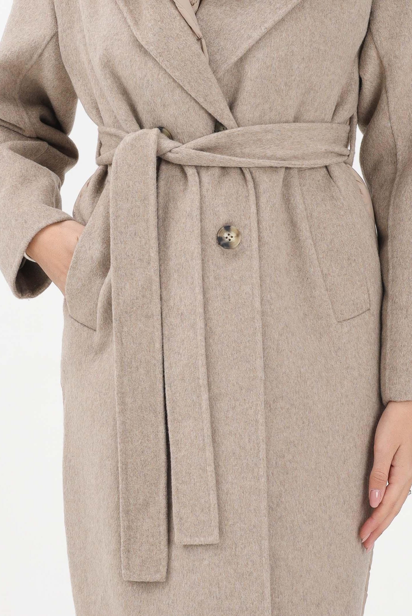 VICOLO Cappotto beige da donna con dettagli trapuntati TF0028 BE VICOLO