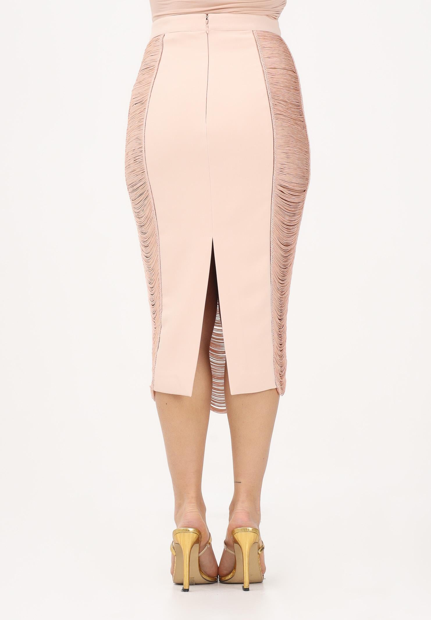 ELISABETTA FRANCHI Gonna midi nude da donna con frange GO18163E2 EA1 ELISABETTA FRANCHI