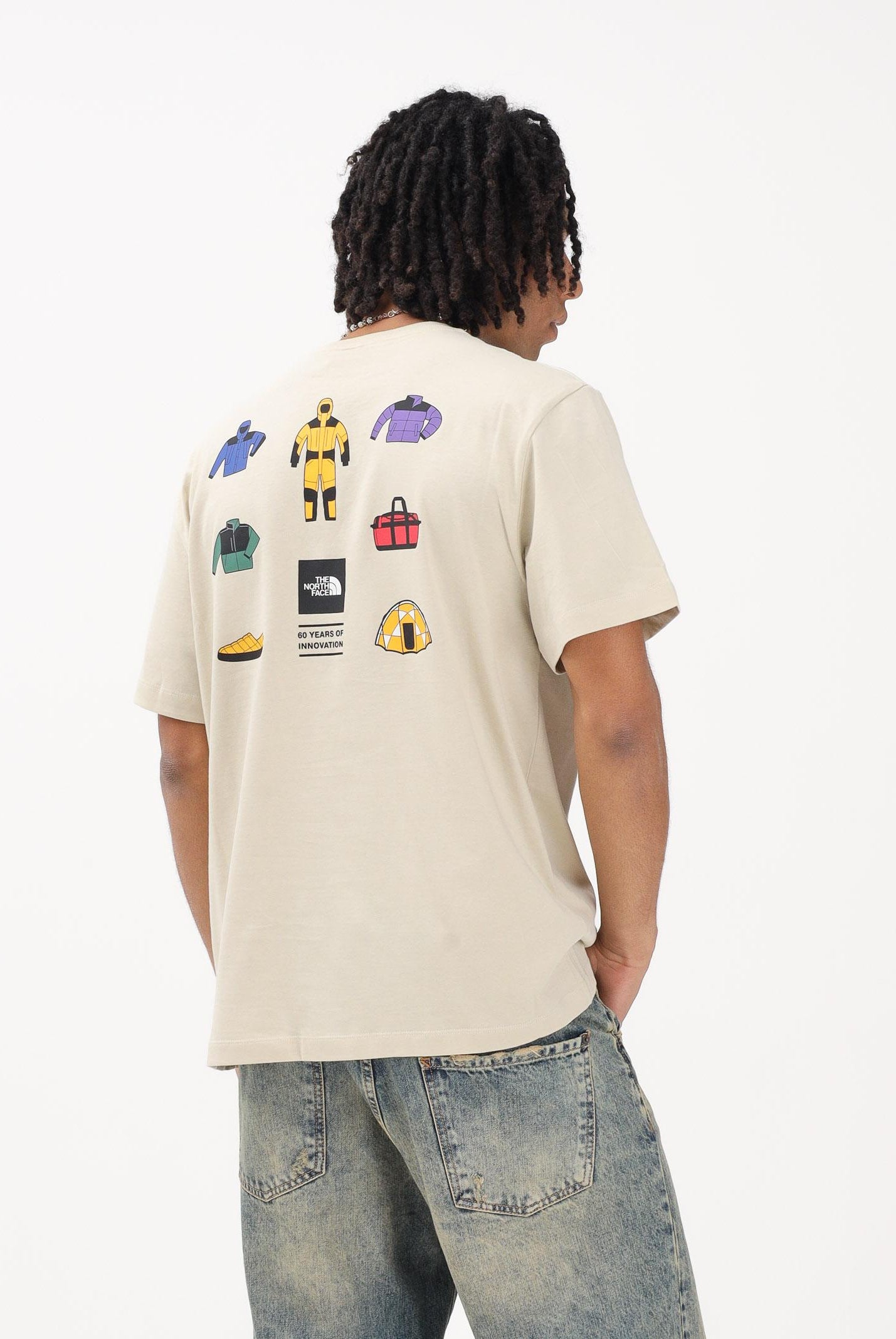 THE NORTH FACE T-shirt a manica corta Icon Celebration Regular beige da uomo NF0A8GASDOM1 . THE NORTH FACE
