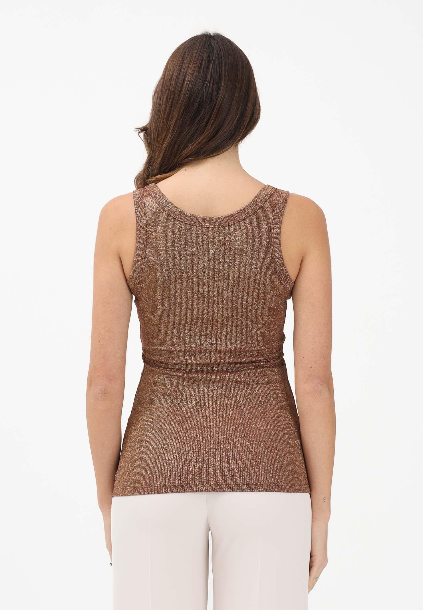 VICOLO Canotta bronzo da donna realizzata in un tessuto lavorato con filato lamé UF0055 BR VICOLO