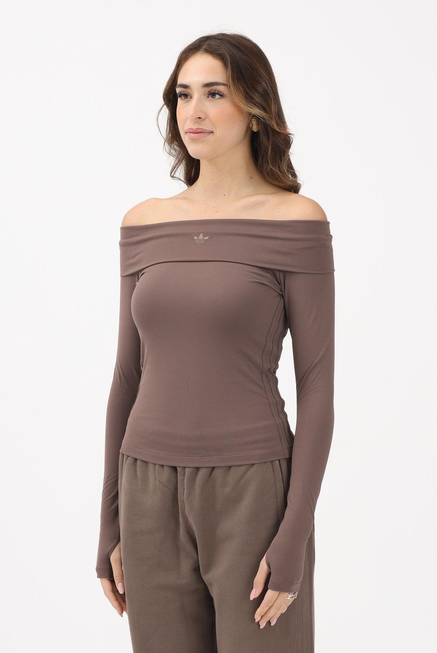 ADIDAS ORIGINALS T-shirt a manica lunga marrone da donna KC8868 . ADIDAS ORIGINALS