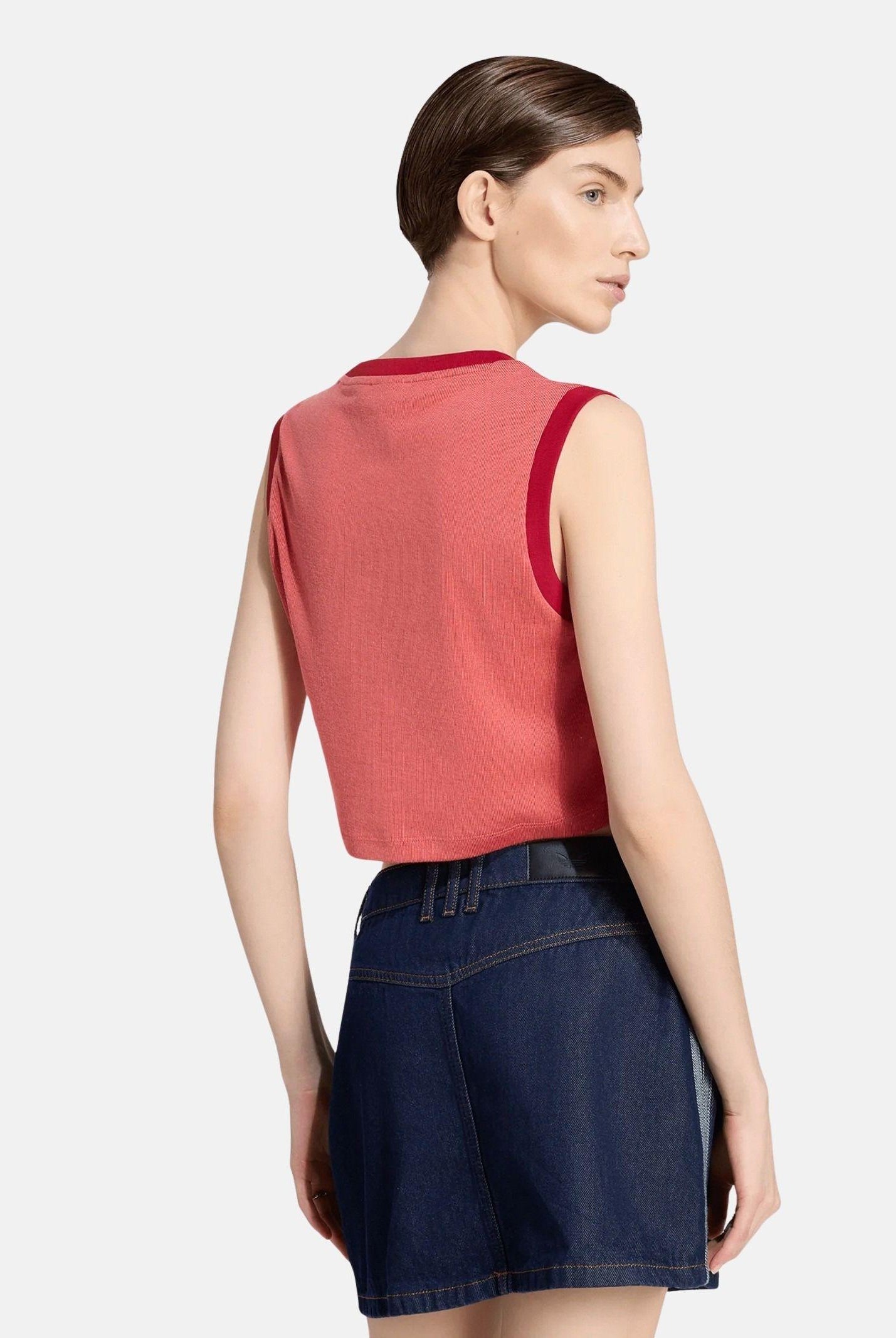 ADIDAS ORIGINALS Top cropped Heather Tank Team Victory Red Preloved Scarlet rosso da donna KS9954 . ADIDAS ORIGINALS