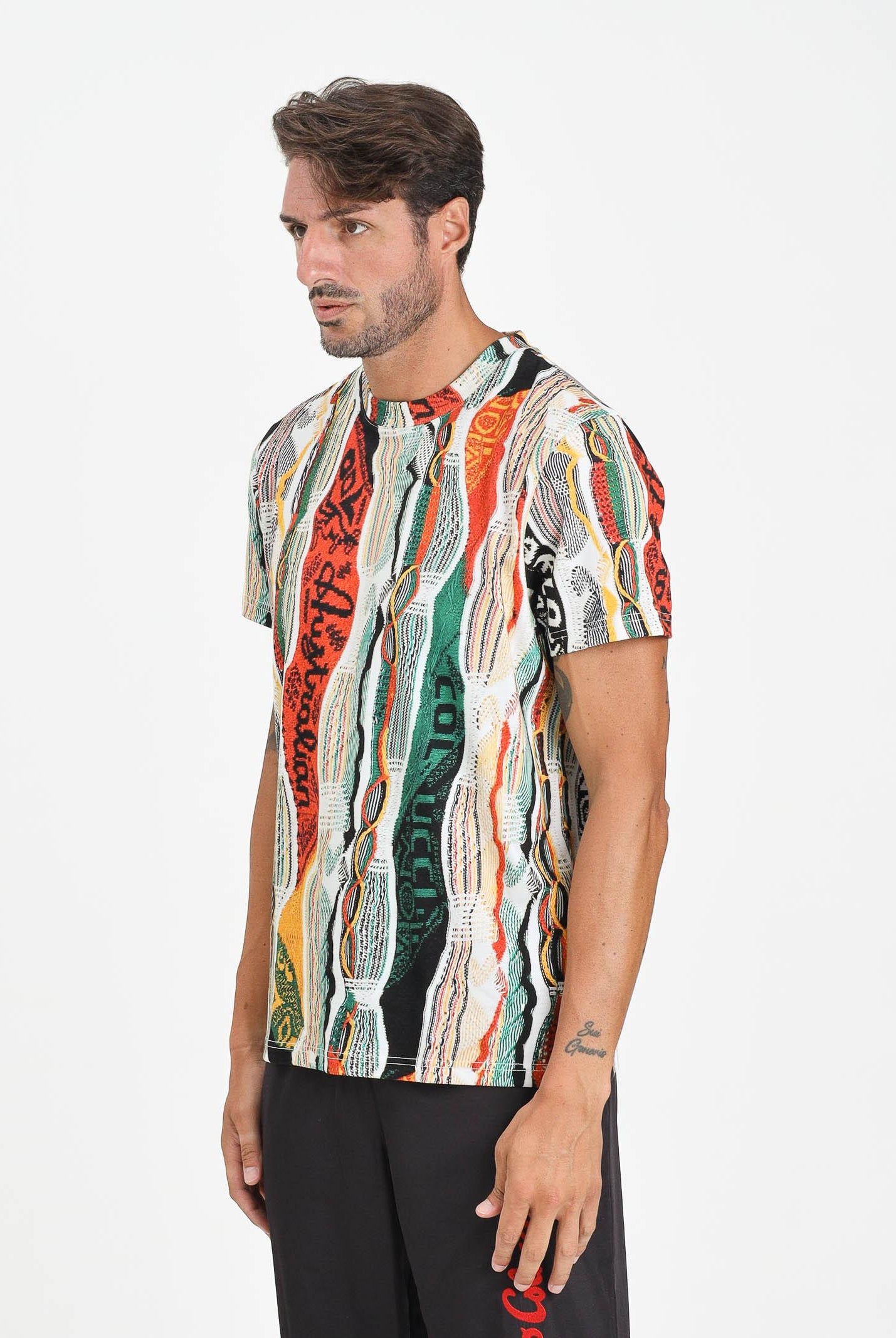 AUSTRALIAN T-shirt a manica corta Knit Effect bianca da uomo in collab con Carlo Colucci ACUTS0002 002 AUSTRALIAN