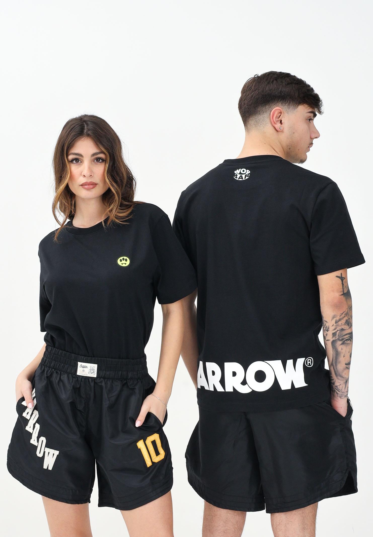 BARROW T-shirt a manica corta nera per uomo e donna con stampa logo S5BWUATH087 110 BARROW