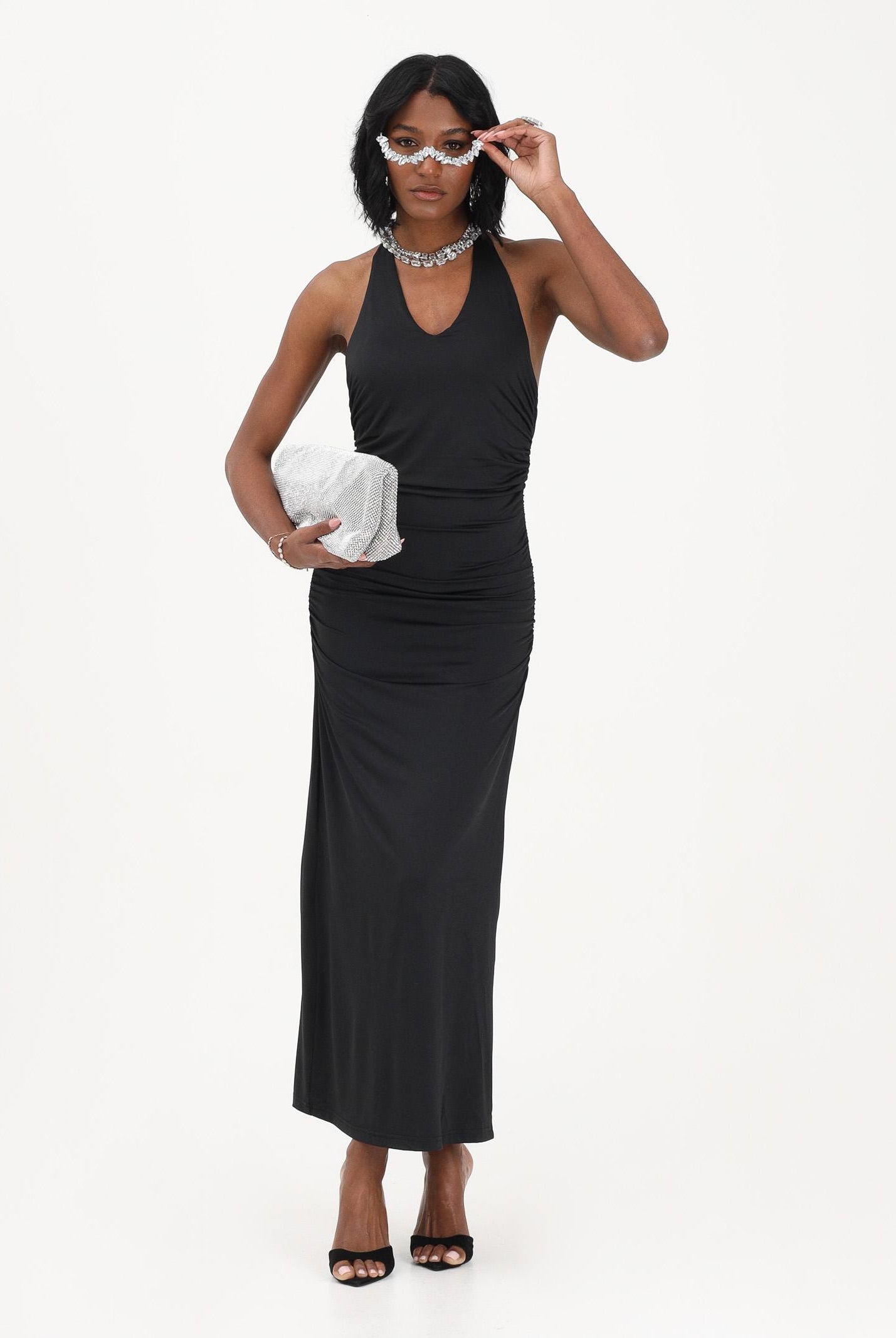 ONLY Abito midi nero da donna in tessuto stretch 15372734 BLNE ONLY