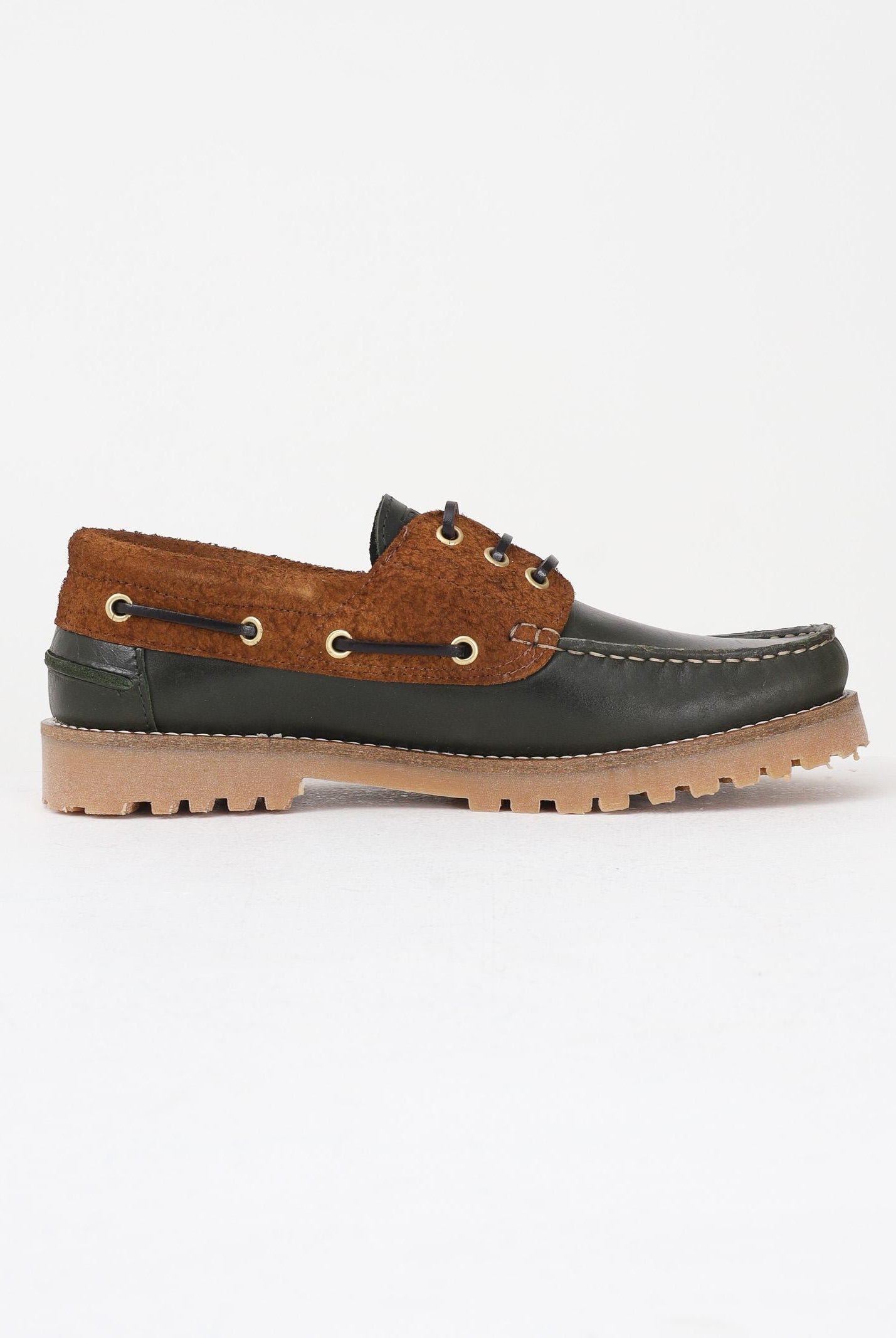 BARBOUR Mocassini Re-Engineered Deck verde e cuoio da uomo 252MMFO0795 OL37 BARBOUR