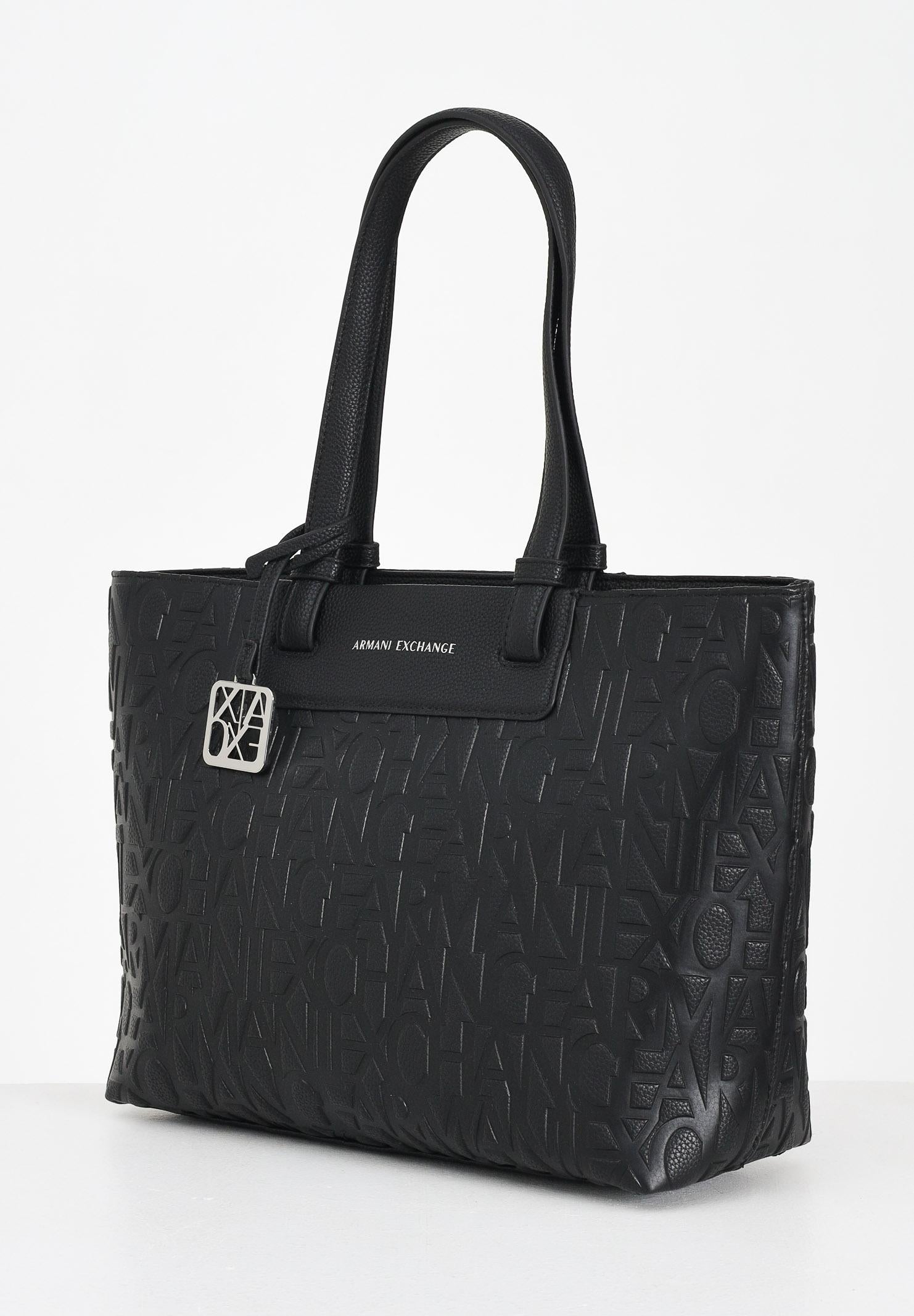 ARMANI EXCHANGE Shopper a spalla nera da donna con logo all-over XW001481AF15774 UC001 ARMANI EXCHANGE