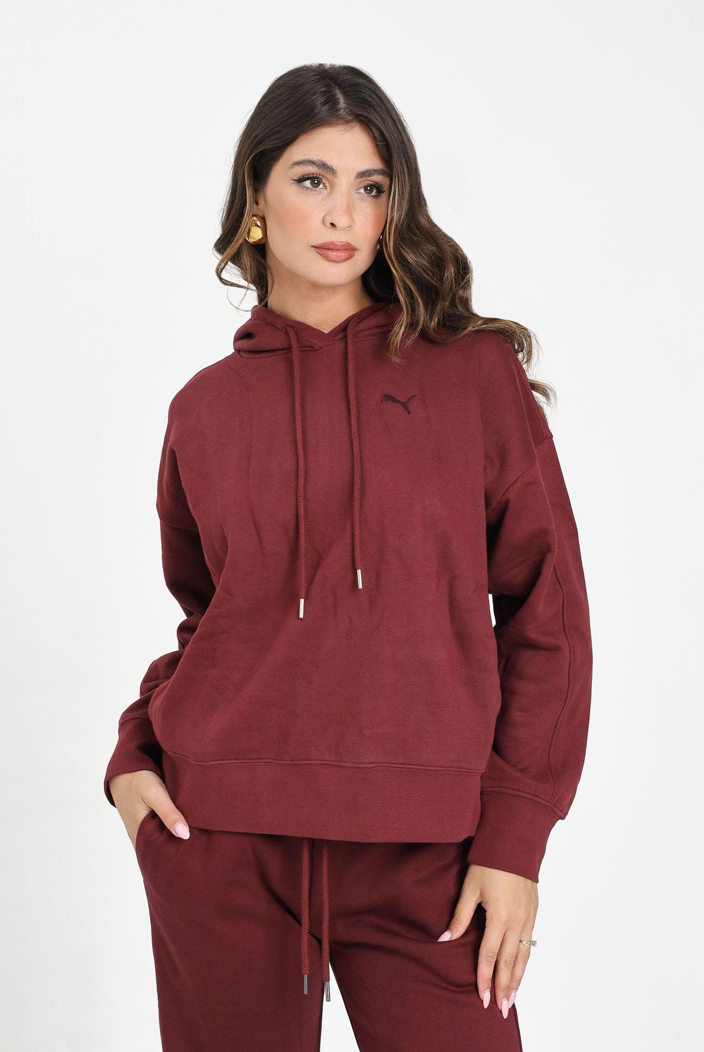 PUMA Felpa con cappuccio Oversized Her bordeaux da donna 688151 96 PUMA