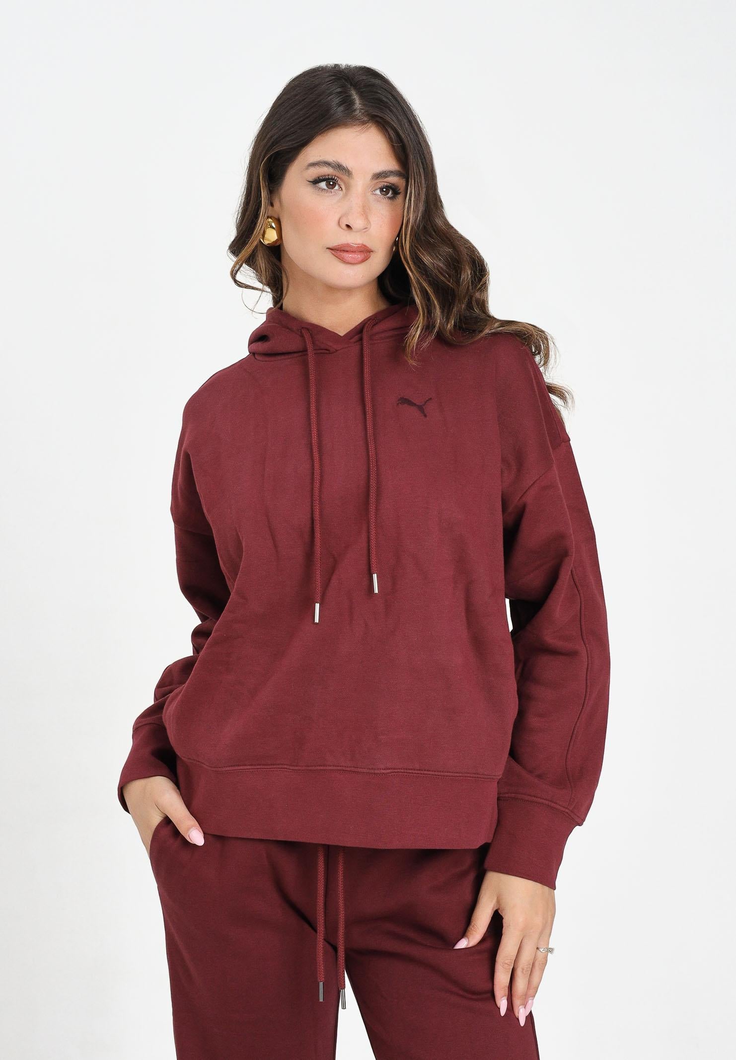PUMA Felpa con cappuccio Oversized Her bordeaux da donna 688151 96 PUMA