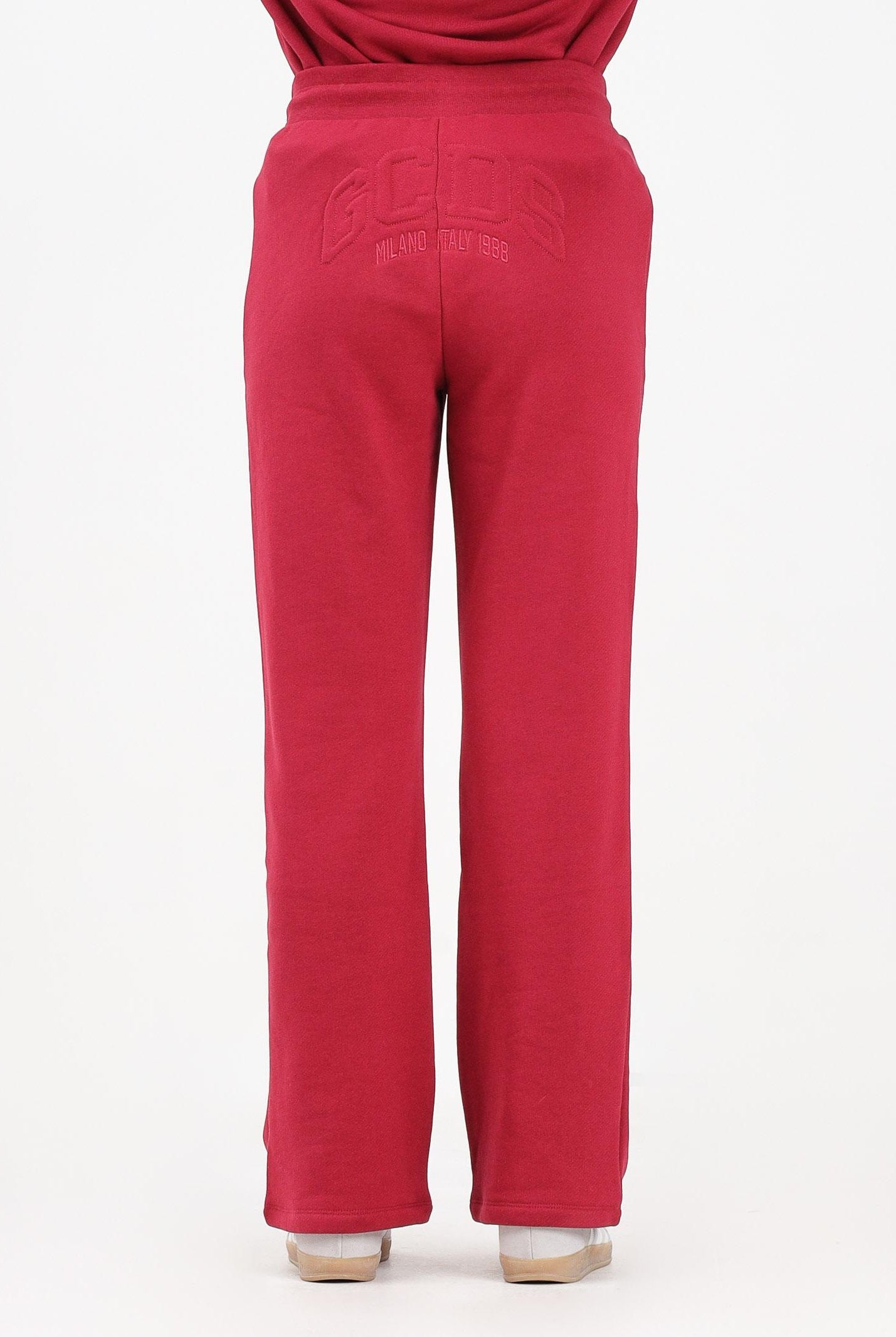 GCDS Pantalone sportivo bordeaux per uomo e donna con stampa logo B2EW3001JD1 49 GCDS