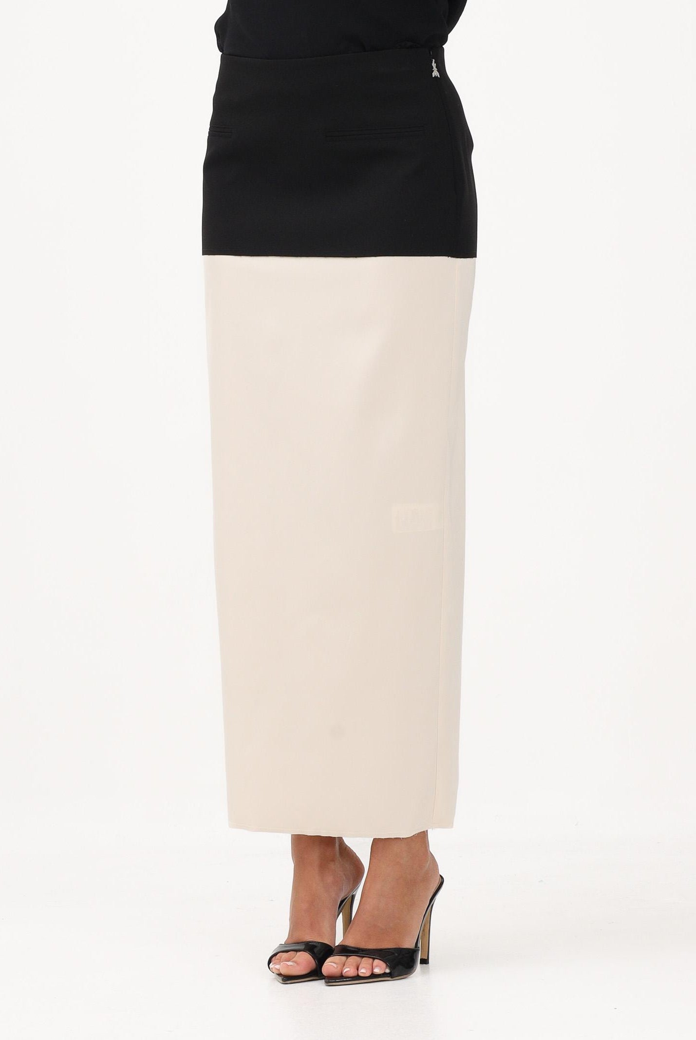PATRIZIA PEPE Gonna midi nera e panna da donna in misto viscosa 8G0514A498 FG53 PATRIZIA PEPE