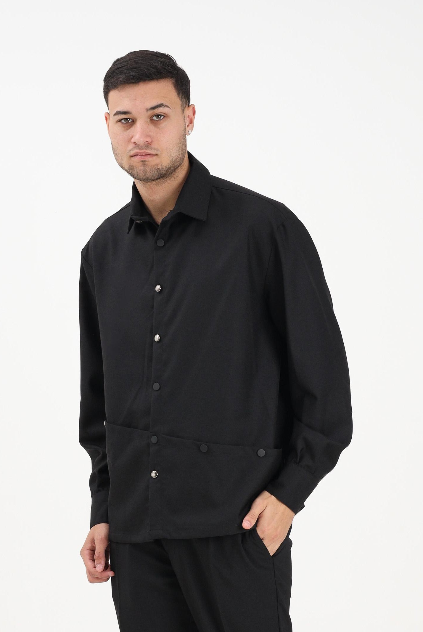 YES LONDON Camicia a manica lunga nera da uomo XCM7212 NE YES LONDON