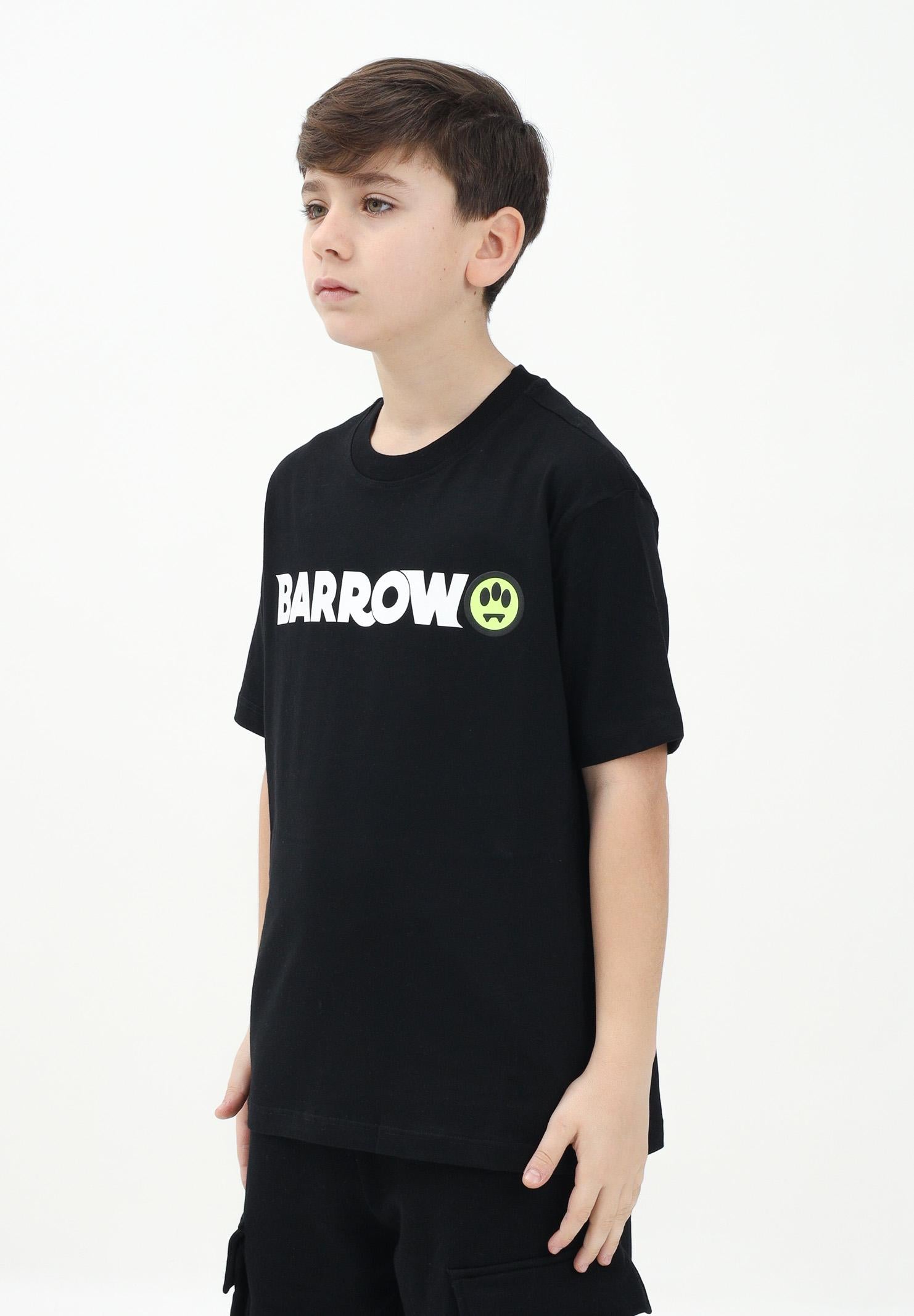 BARROW T-shirt a manica corta nera per donna, ragazzi e bambini con stampa logo S5BKJUTH082 110 BARROW