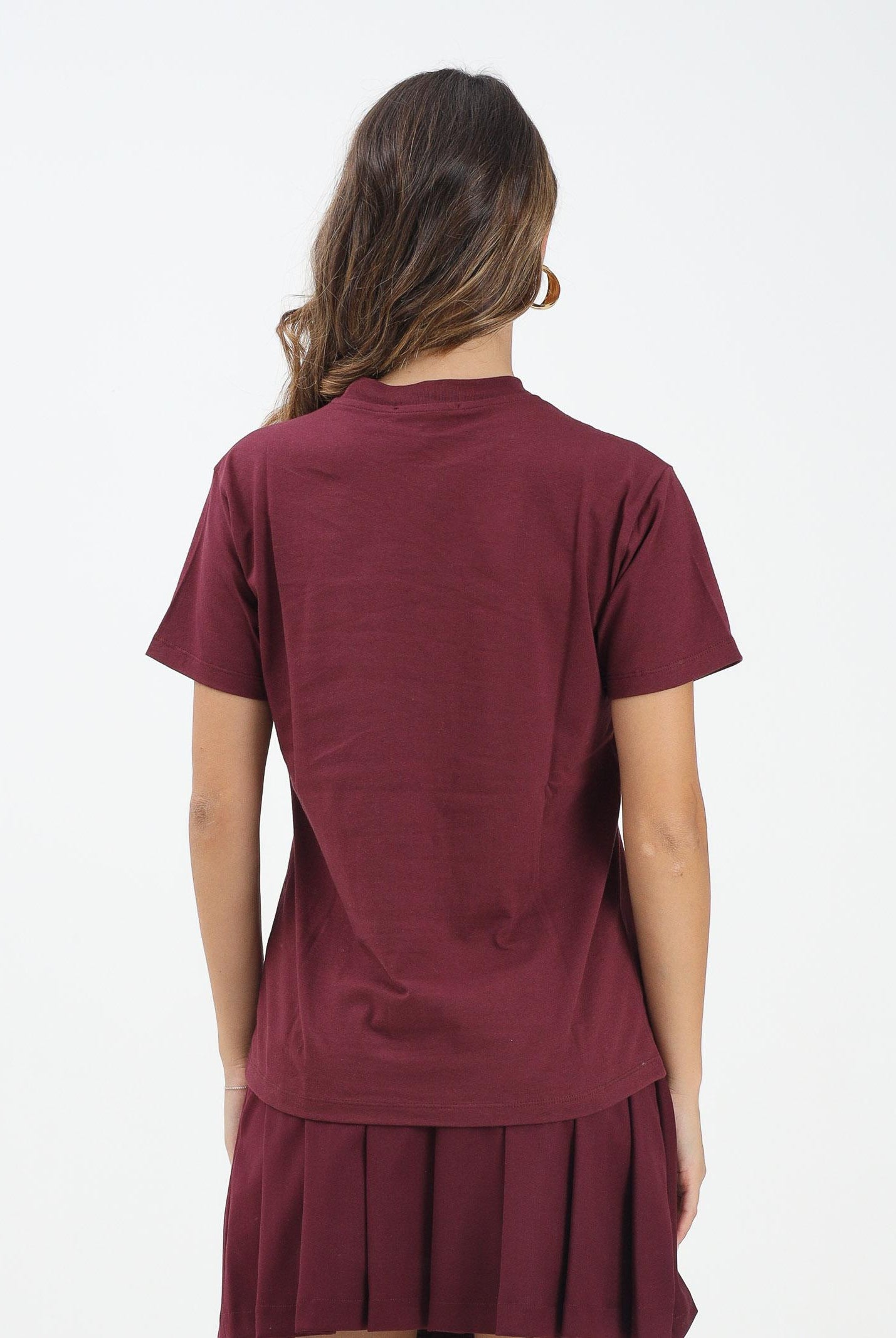 HINNOMINATE T-shirt a manica corta bordeaux da donna con logo HMABW01940 RS02 HINNOMINATE