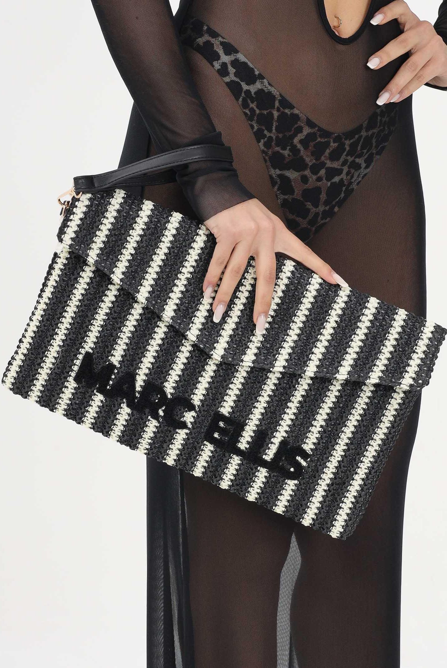 MARC ELLIS Pochette Buby Eivissa C nera e panna da donna BUBY-EIVISSA-C BLSA MARC ELLIS