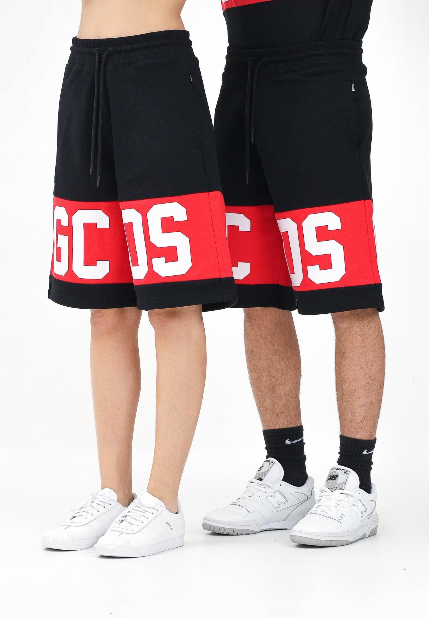 GCDS Shorts sportivo nero per uomo e donna con logo Z0MLQL228F004 999R GCDS