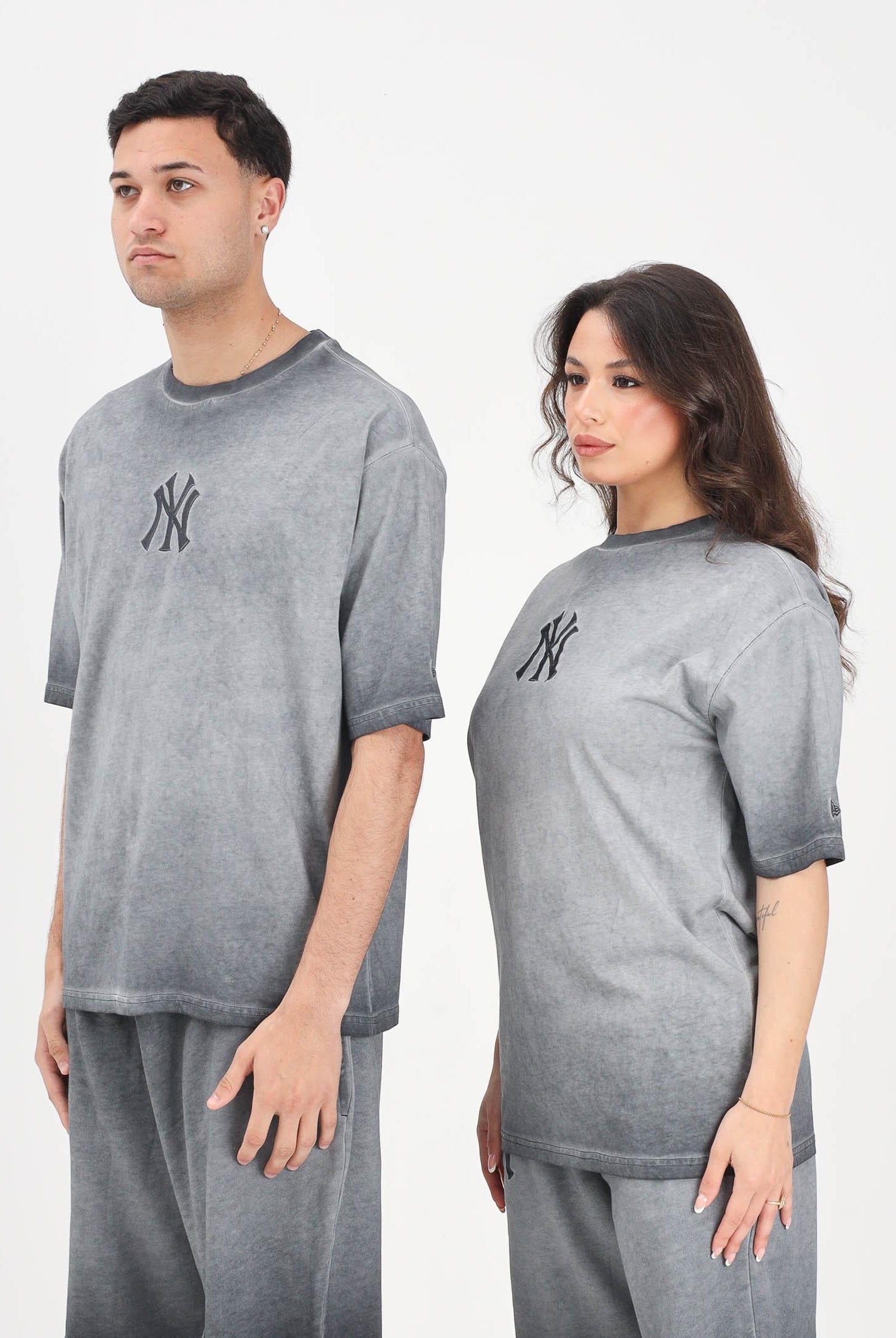 NEW ERA T-shirt a manica corta New York Yankees MLB Washed Logo grigia per uomo e donna 60856162 . NEW ERA