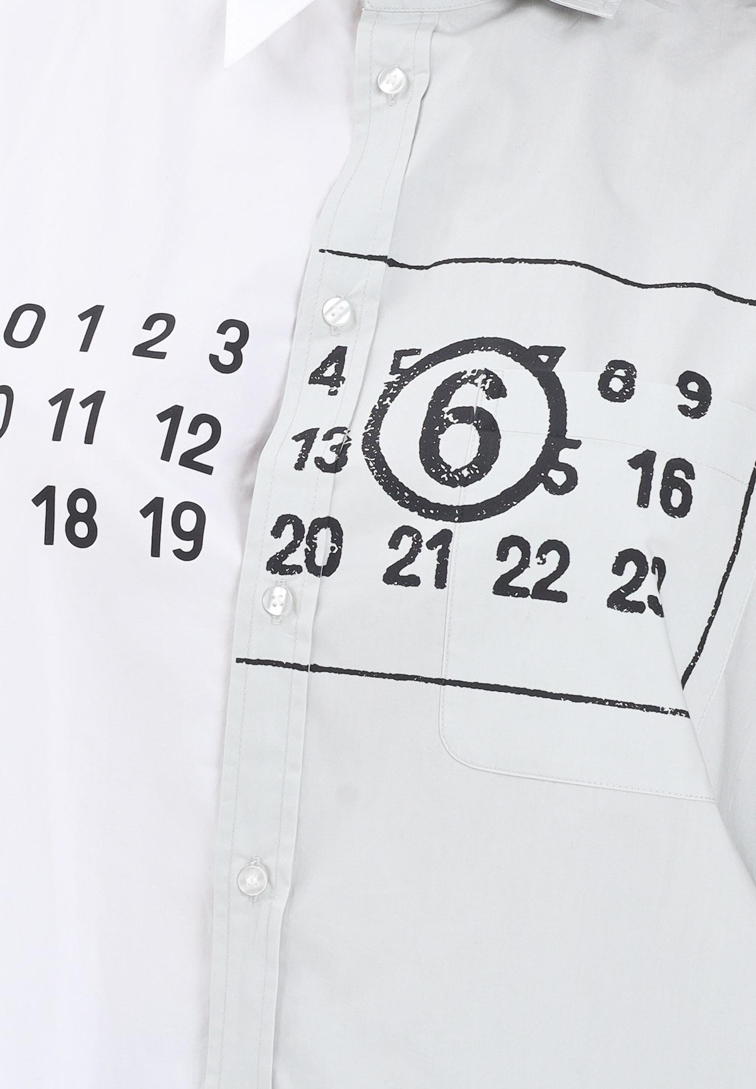MAISON MARGIELA Camicia a manica lunga bianca e grigia per donna, ragazzi e bambini con stampa logo M60860MM014 M6C36 MAISON MARGIELA