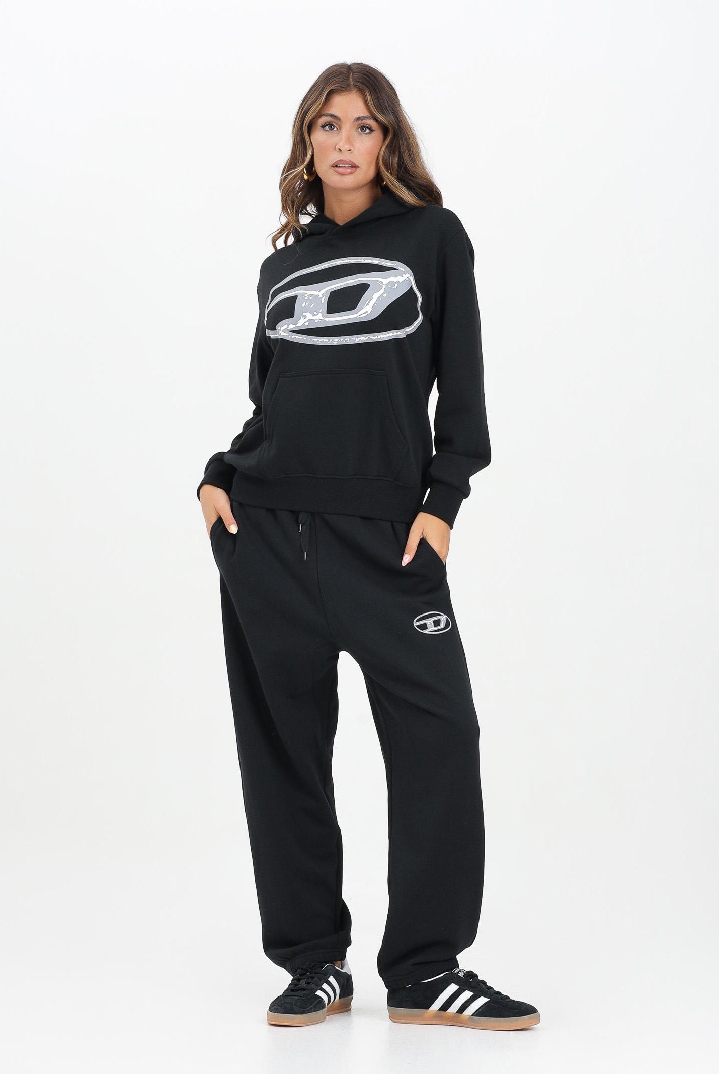 DIESEL Pantalone sportivo nero per donna, ragazzi e bambini con marchio Oval D J02457KYAQK K900 DIESEL