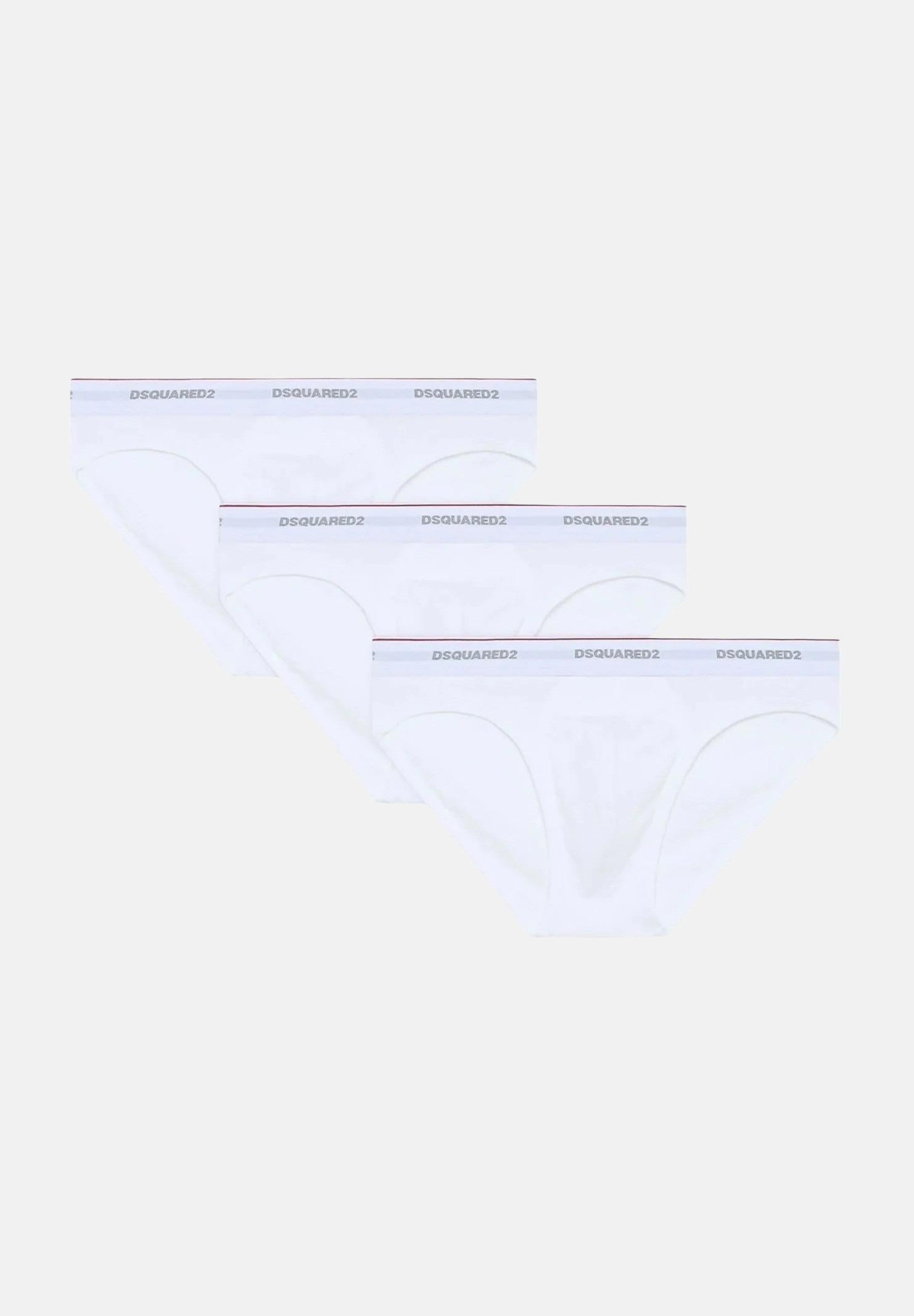 DSQUARED2 Slip (3pz) bianchi da uomo con fascia elastica logata DCX300060 100 DSQUARED2