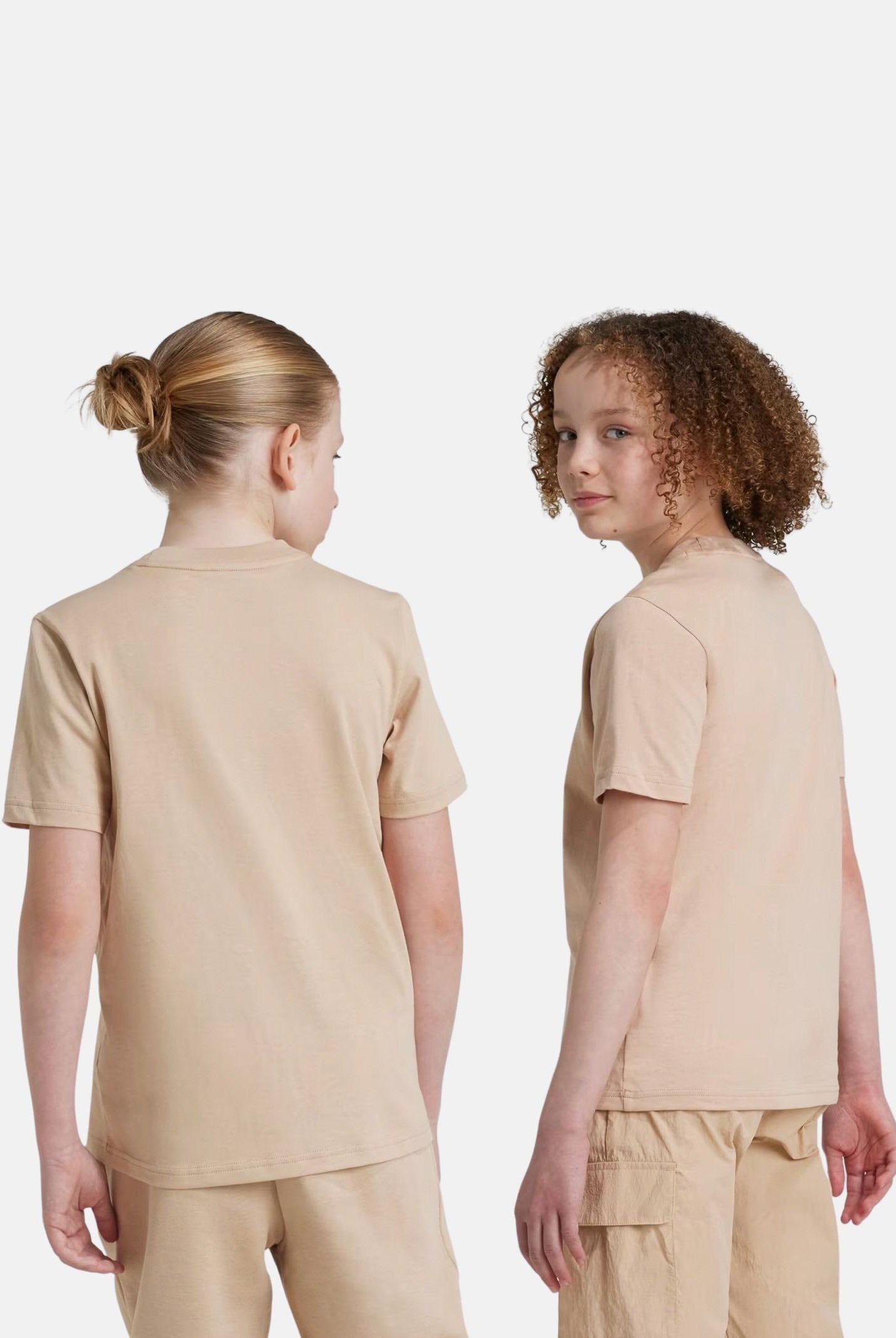 T-shirt a manica corta beige per bambino e bambina con ricamo Trefoil IX5263 ADIDAS ORIGINALS