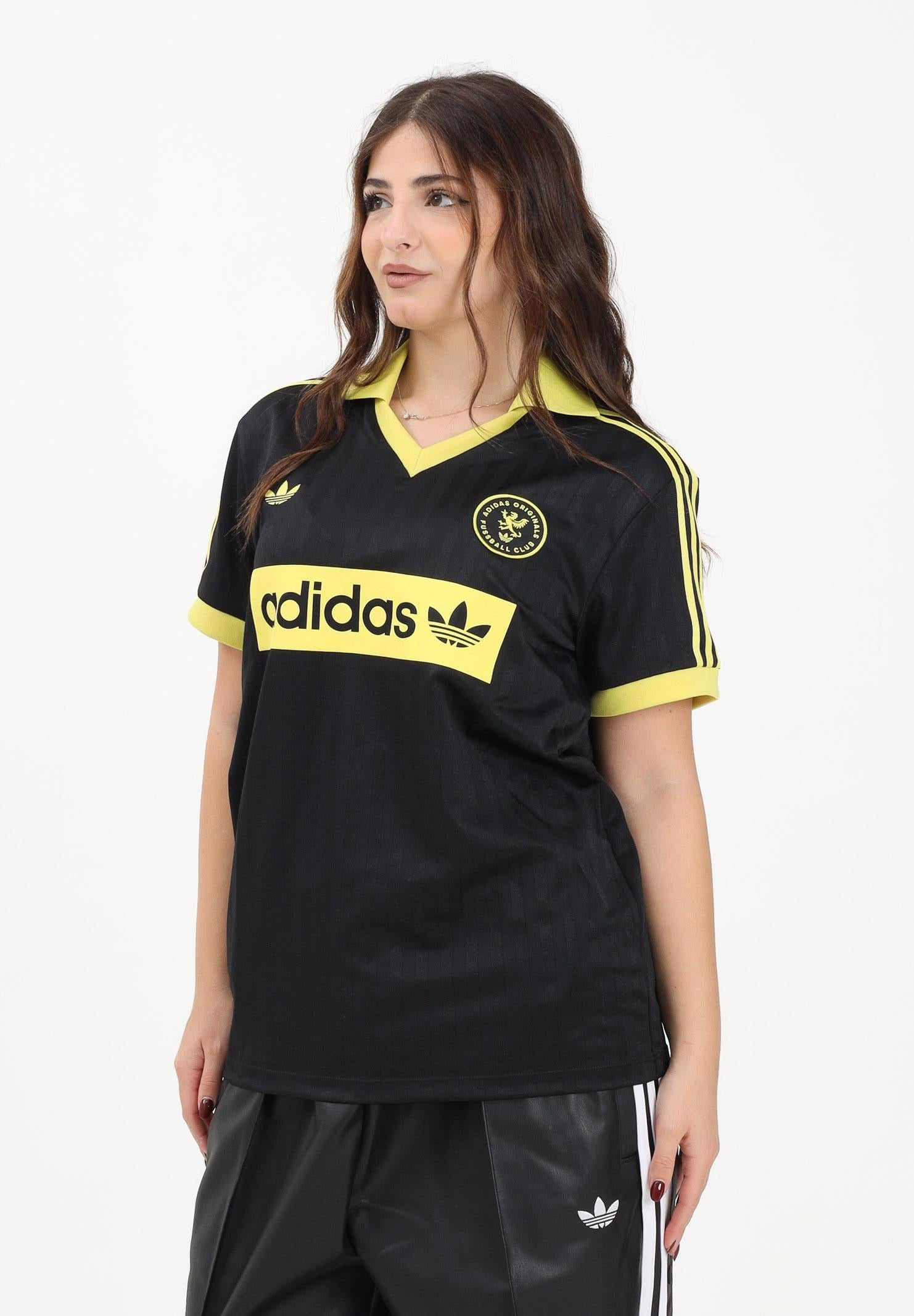 ADIDAS ORIGINALS Polo Graphic Football-Inspired Jersey nera da donna JW2562 . ADIDAS ORIGINALS