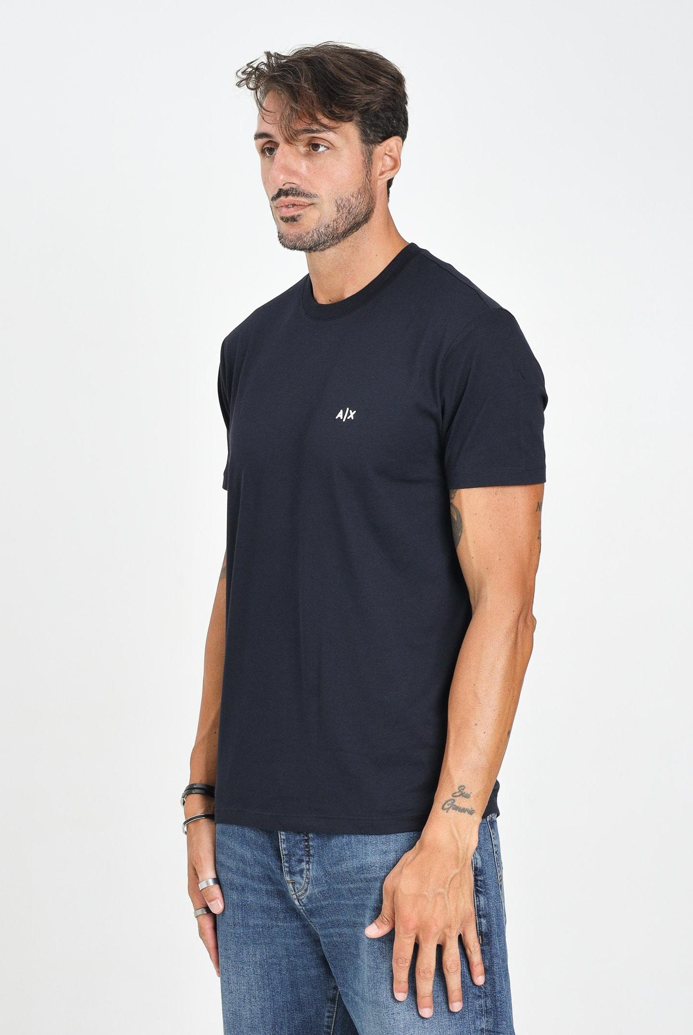 ARMANI EXCHANGE T-shirt a manica corta blu da uomo con ricamo A|X XM001568AF10358 UB101 ARMANI EXCHANGE