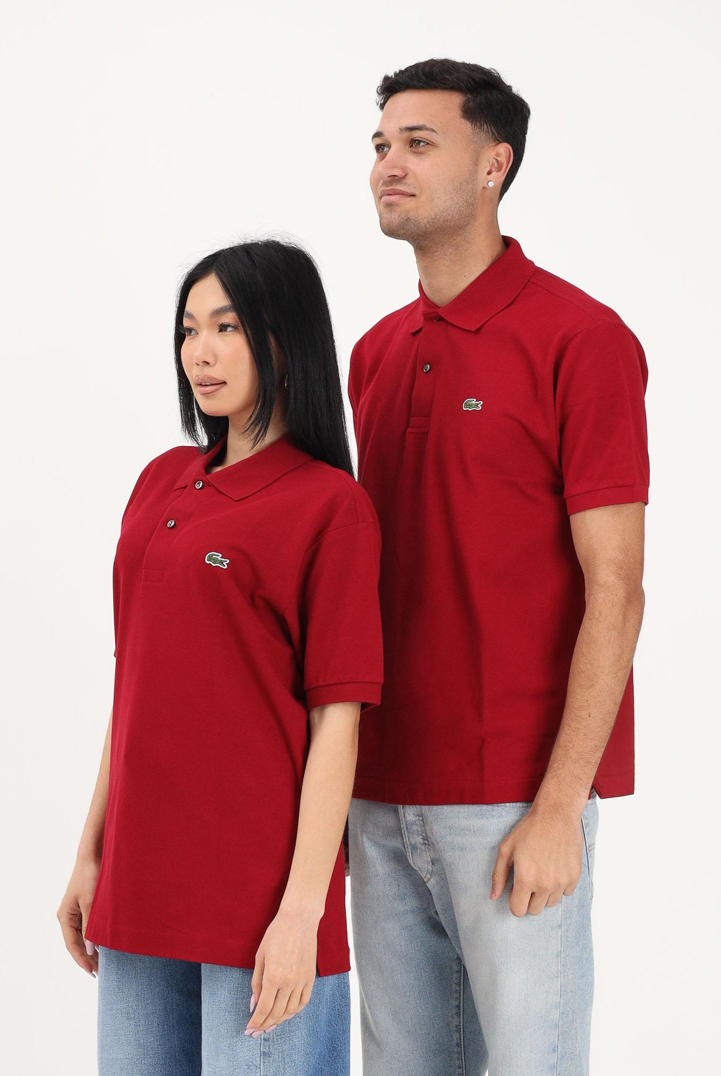 LACOSTE Polo bordeaux per uomo e donna con patch logo coccodirllo 1212 476 LACOSTE