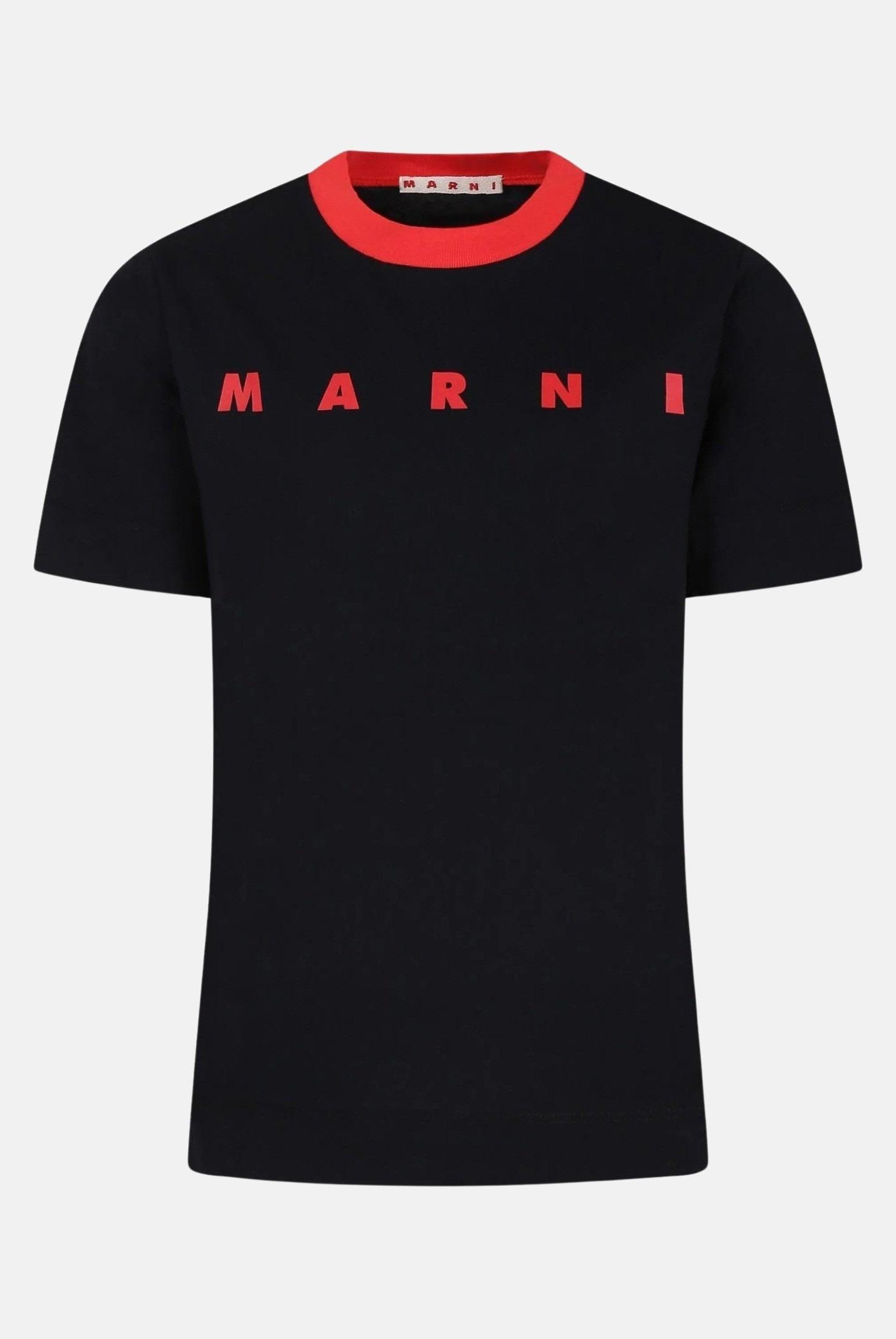 T-shirt a manica corta nera per donna e bambina con stampa logo M01228M00L9 0M900 MARNI