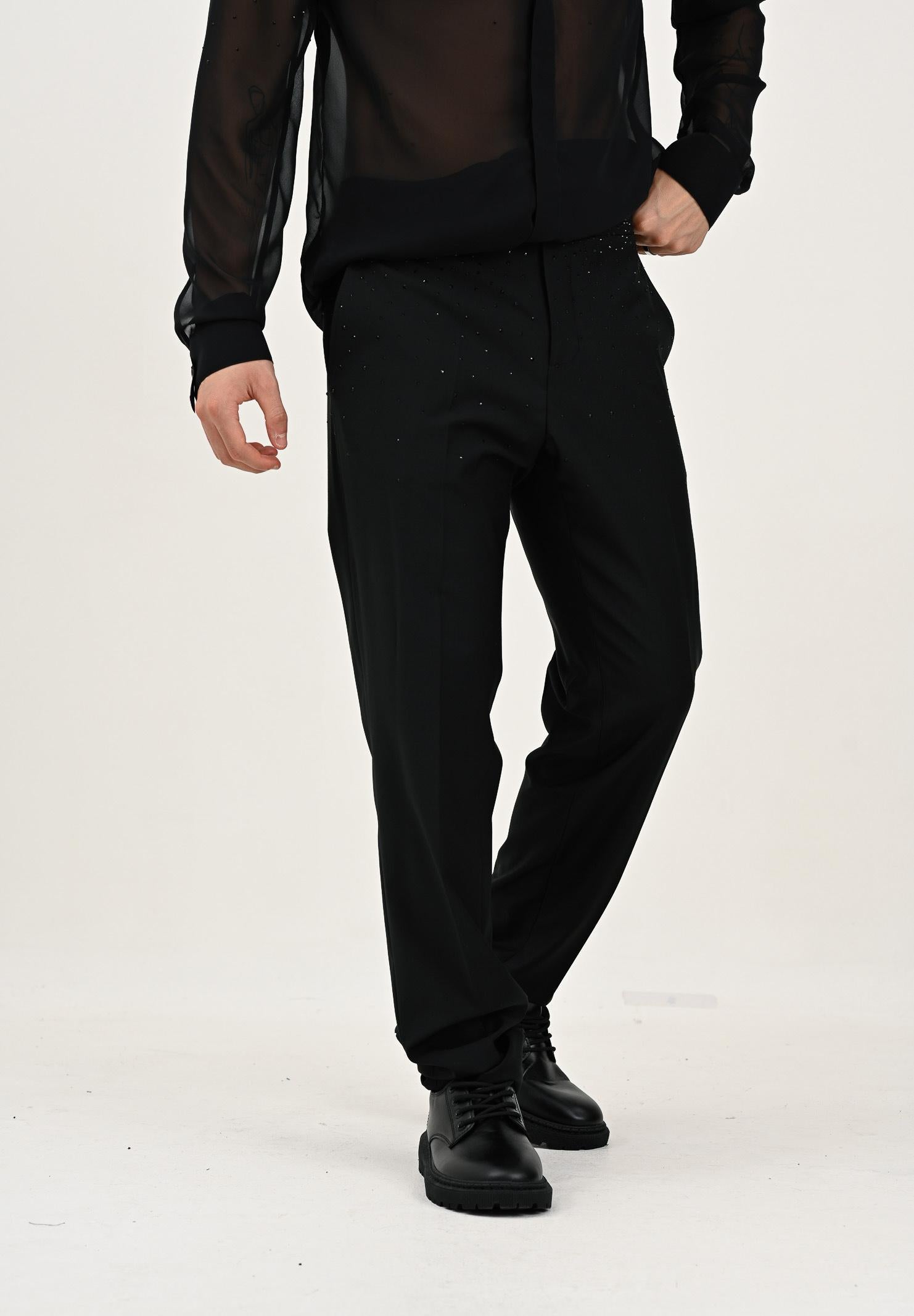 PATRIZIA PEPE Pantalone nero da uomo con strass 5PA225A685 K102 PATRIZIA PEPE