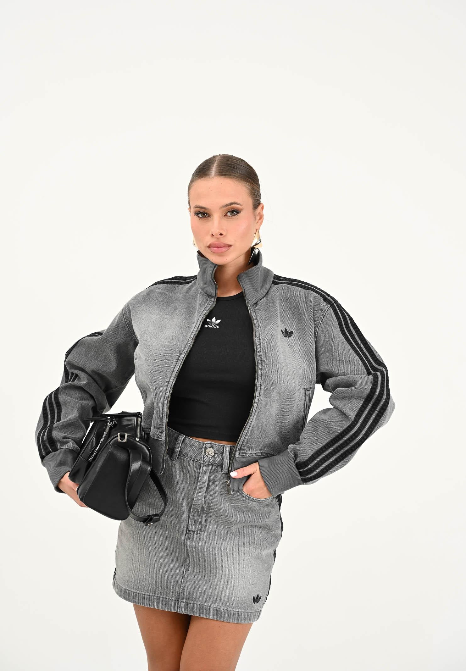 ADIDAS ORIGINALS Giubbotto Adicolor in denim grigio da donna JY2564 ADIDAS ORIGINALS