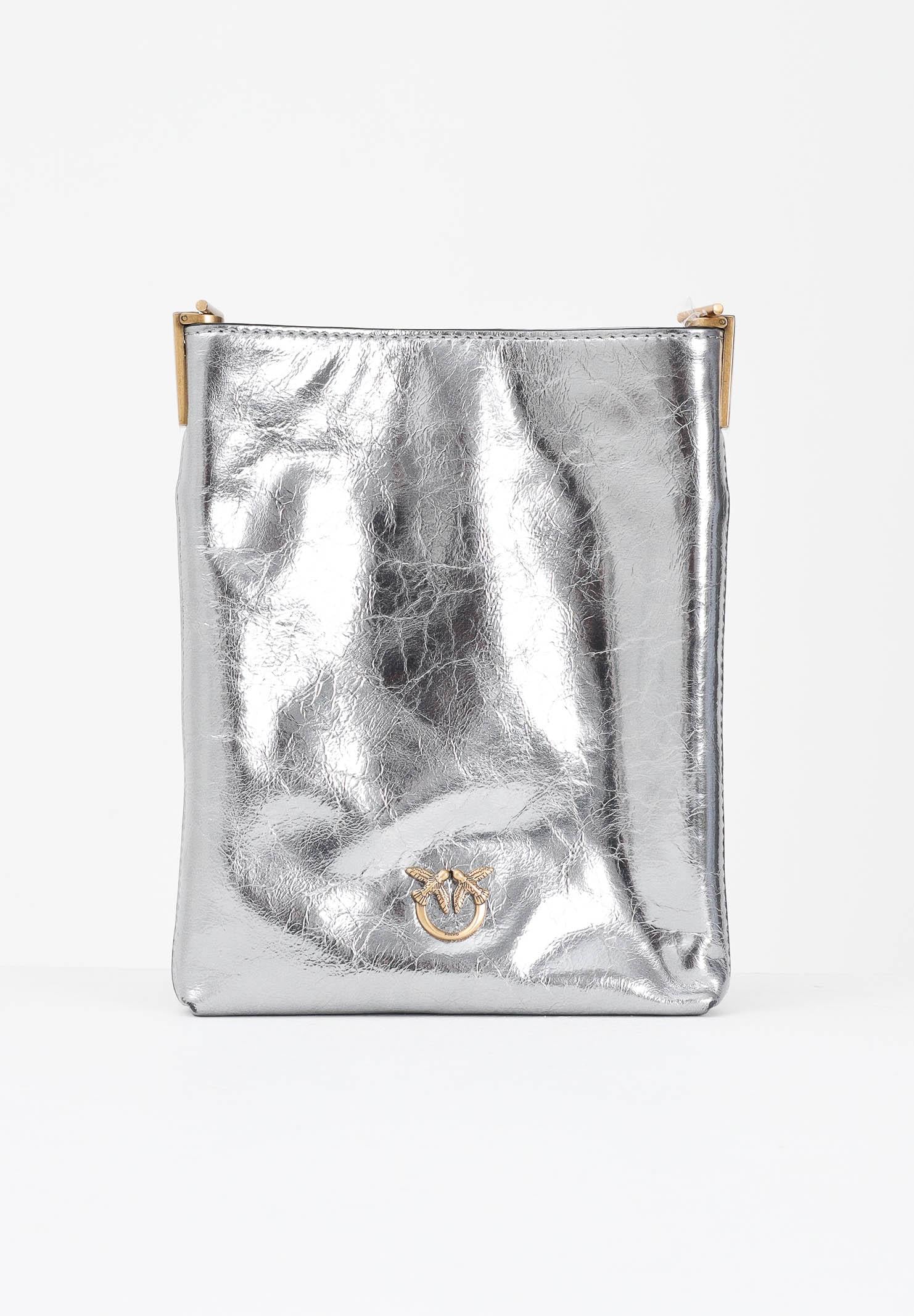 PINKO Borsa a tracolla argento da donna dalla forma a secchiello 105352A2OT KZ7Q PINKO