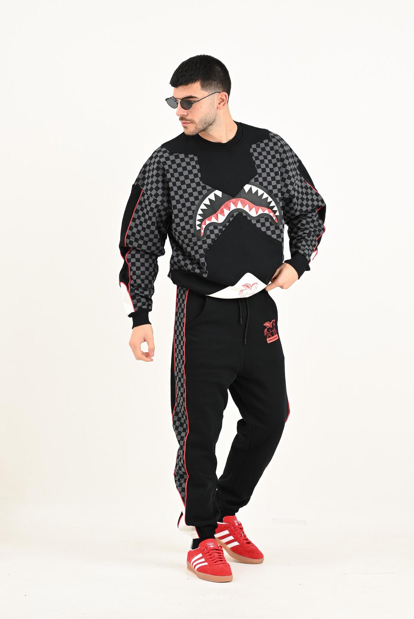 SPRAYGROUND Pantalone sportivo Triple Decker Heir to the Throne nero per uomo e donna SP775GGREY  SPRAYGROUND